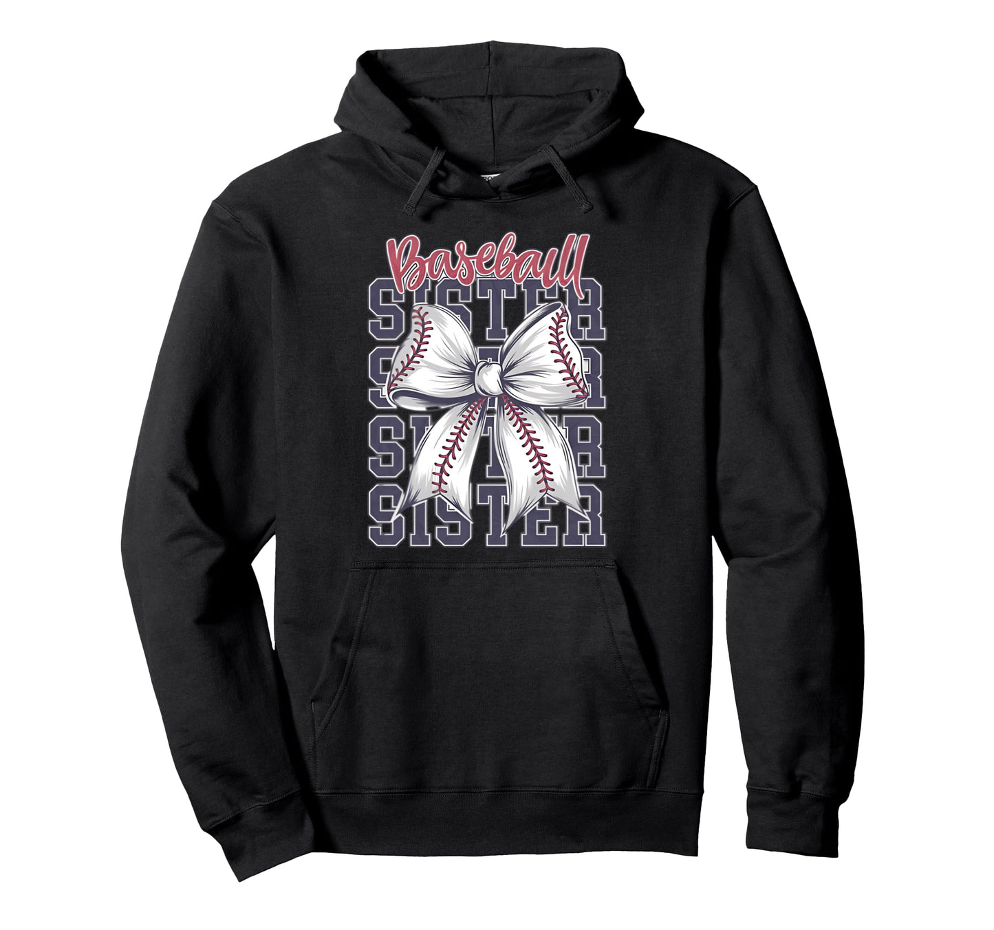 Baseball Sister Coquette Bow Hoodie - Novelty Apparel Men Women - T-Shirt, Sweatshirt, Hoodie