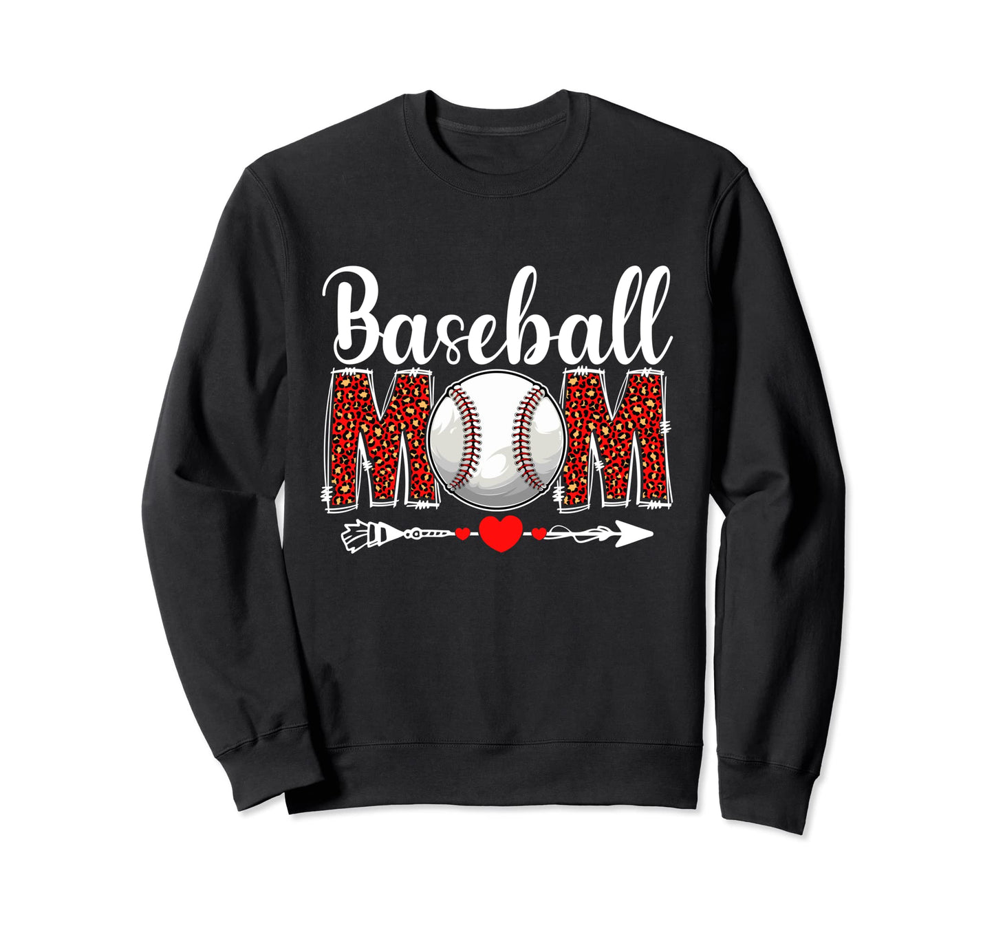 Baseball Mom Leopard Funny Sports Sweatshirt - Trendy Graphic Men Women - T-Shirt, Sweatshirt, Hoodie