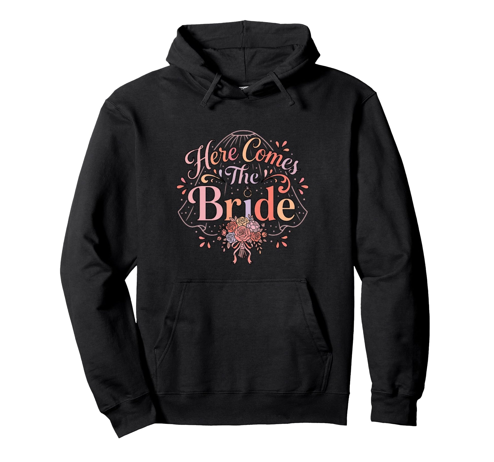 Here Comes Bride Floral Romance Hoodie - Trendy Graphic for Adults - T-Shirt, Sweatshirt, Hoodie
