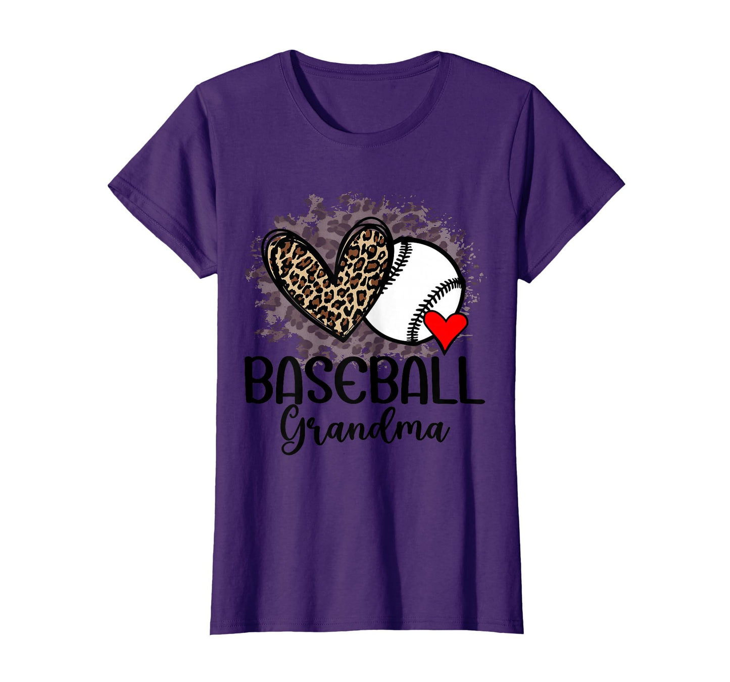 Baseball Grandma Funny Leopard Heart T-Shirt - Unique Graphic Men Women - T-Shirt, Sweatshirt, Hoodie