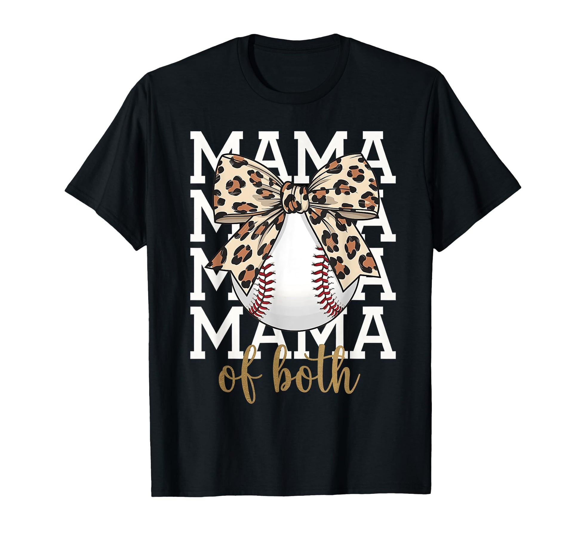 Mom Both Baseball Softball Leopard T-Shirt - Novelty Apparel Unisex - T-Shirt, Sweatshirt, Hoodie