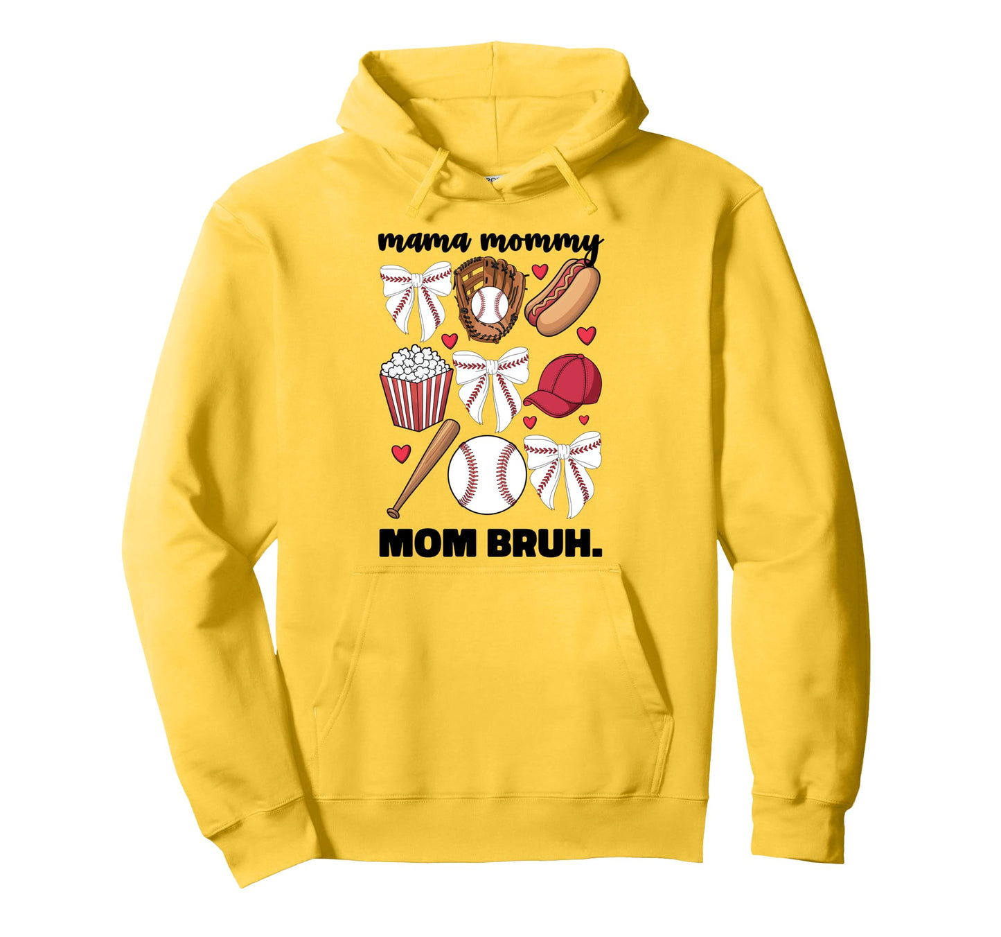 Mama Mommy Mom Bruh Baseball Coquette Bow Hoodie - Minimalist Print Unisex - T-Shirt, Sweatshirt, Hoodie