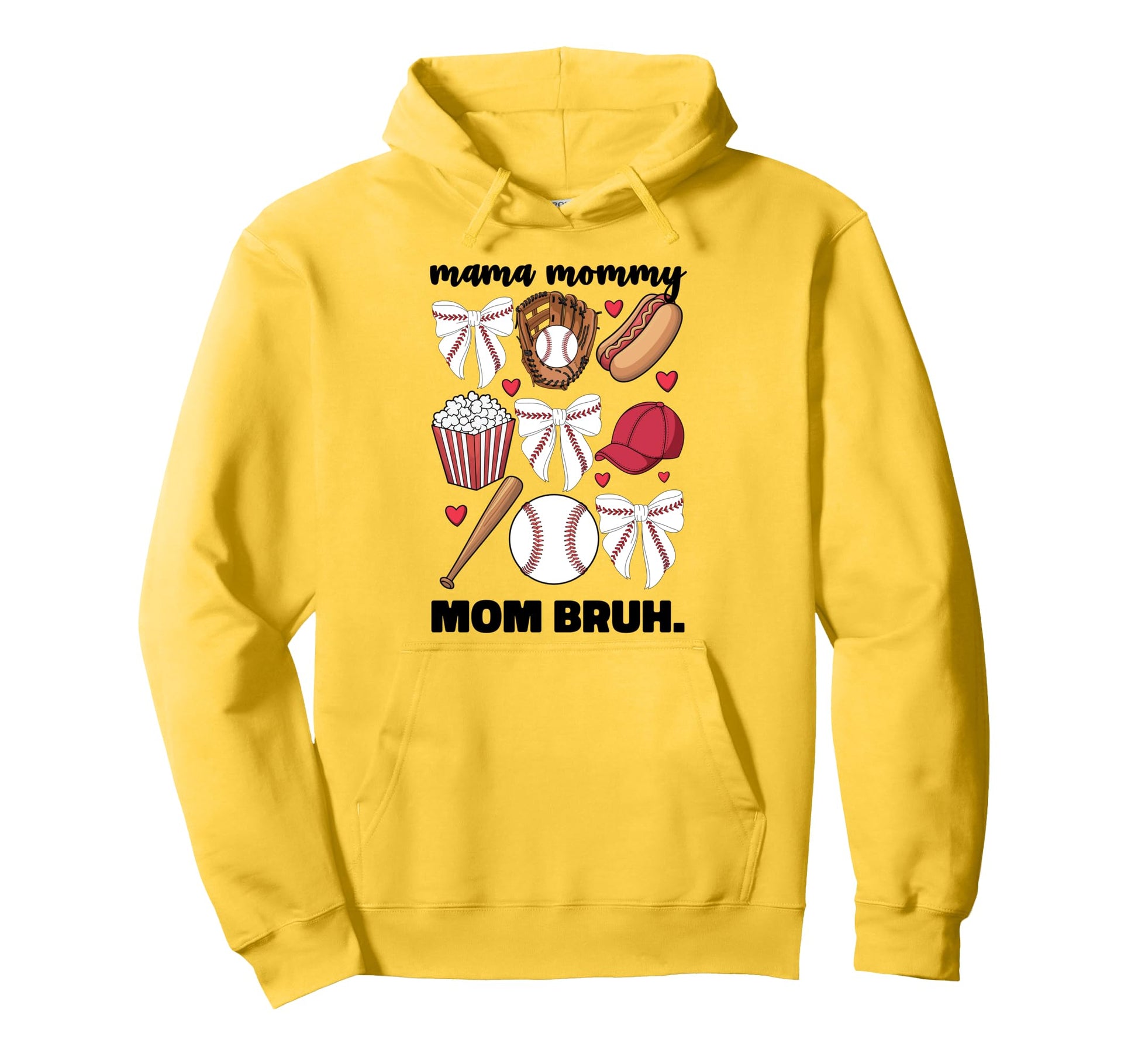 Mama Mommy Mom Bruh Baseball Coquette Bow Hoodie - Minimalist Print Unisex - T-Shirt, Sweatshirt, Hoodie