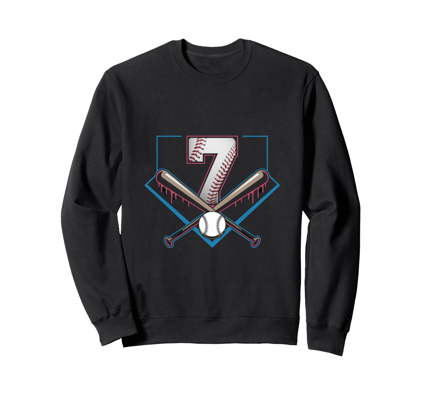 7Th Birthday Baseball Home Ice Sweatshirt - Trendy Graphic for Adults - T-Shirt, Sweatshirt, Hoodie