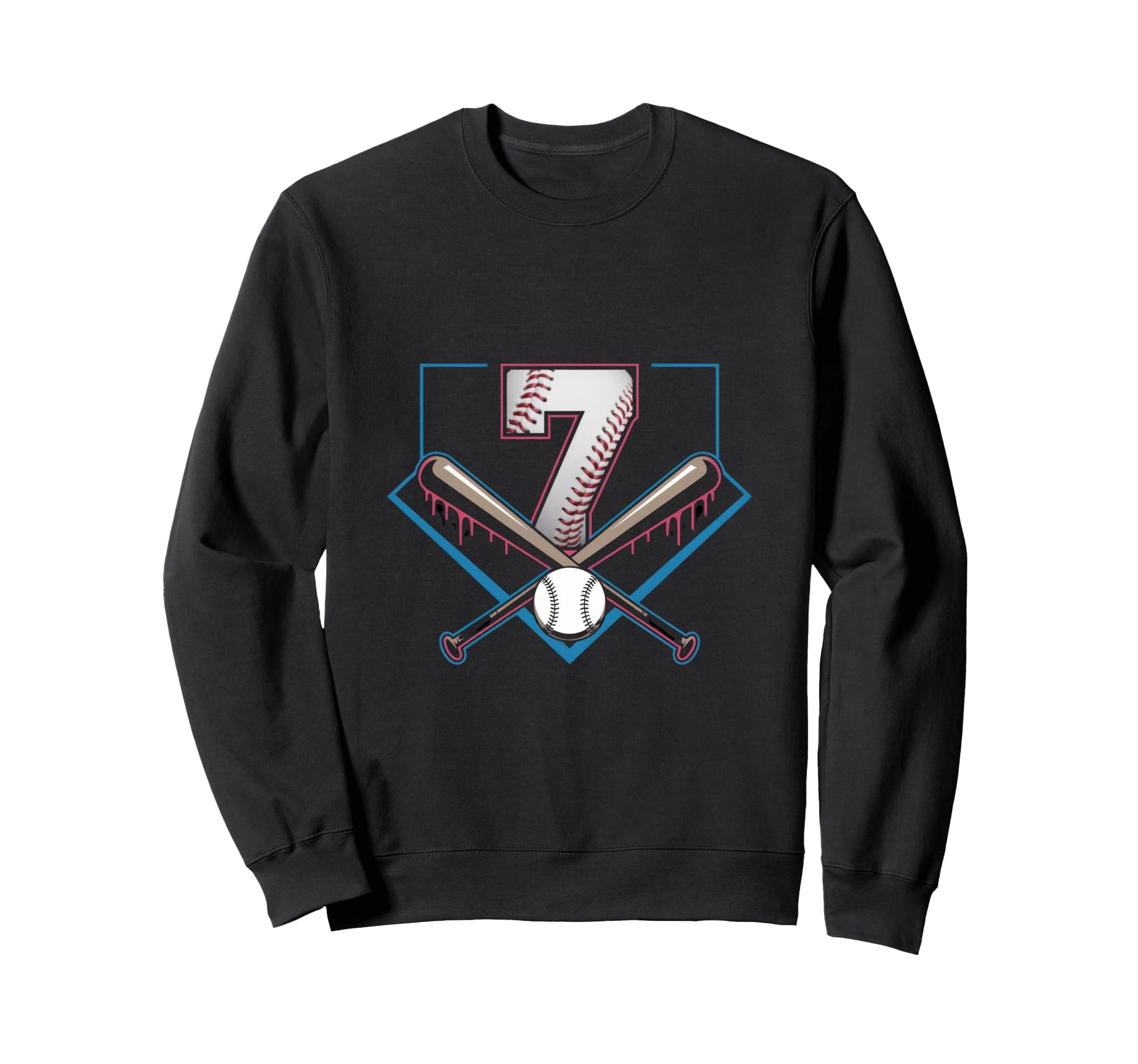 7Th Birthday Baseball Home Ice Sweatshirt - Trendy Graphic for Adults - T-Shirt, Sweatshirt, Hoodie