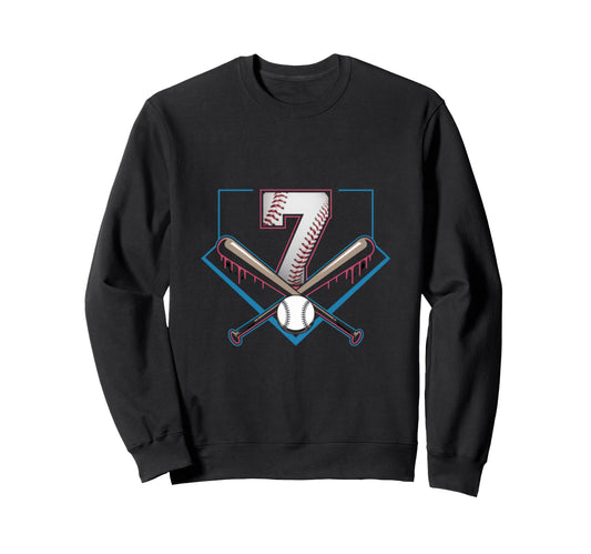 7Th Birthday Baseball Home Ice Sweatshirt - Trendy Graphic for Adults - T-Shirt, Sweatshirt, Hoodie