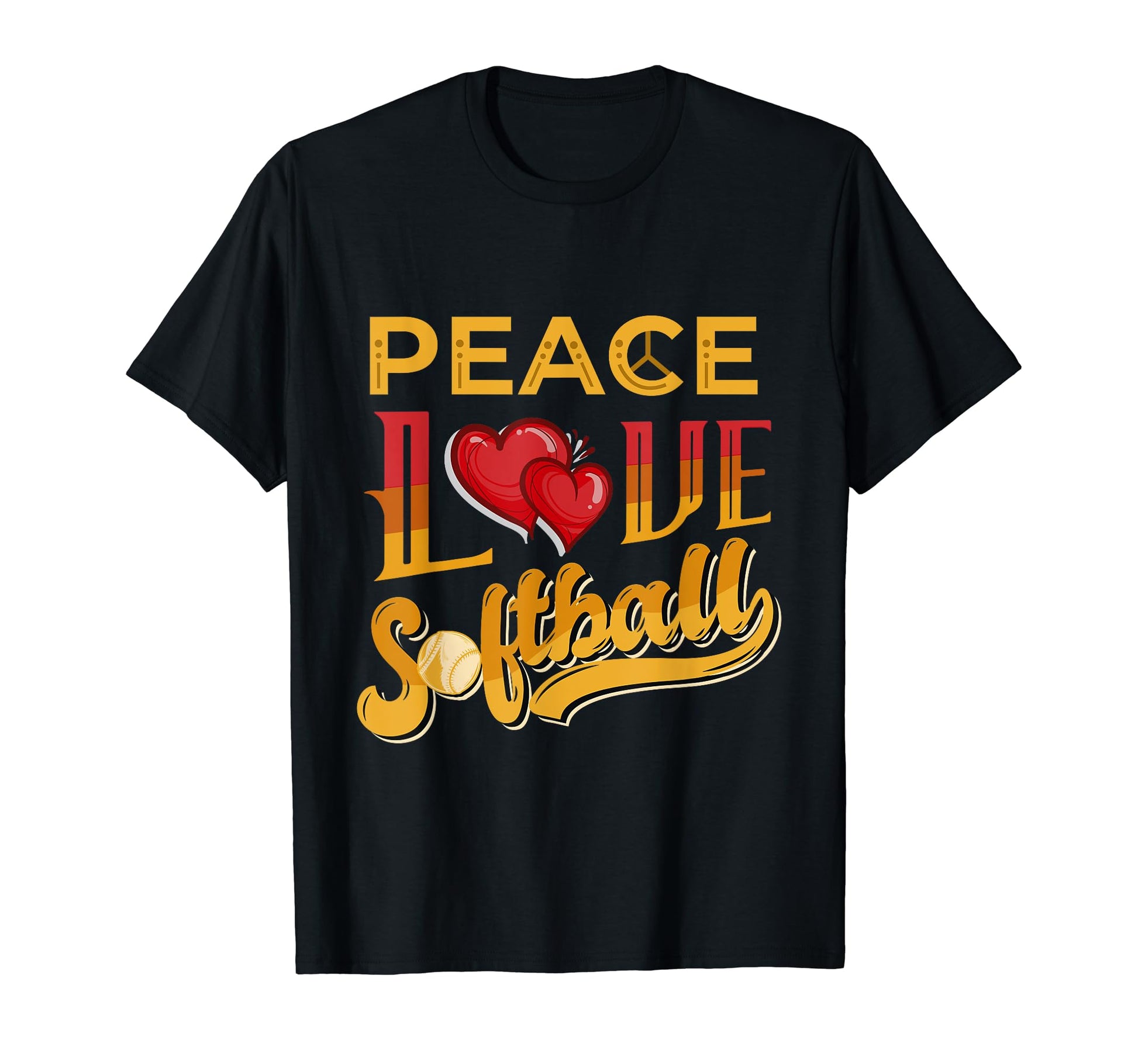 Peace Love Softball Field Bat T-Shirt - Aesthetic Graphic Men Women - T-Shirt, Sweatshirt, Hoodie
