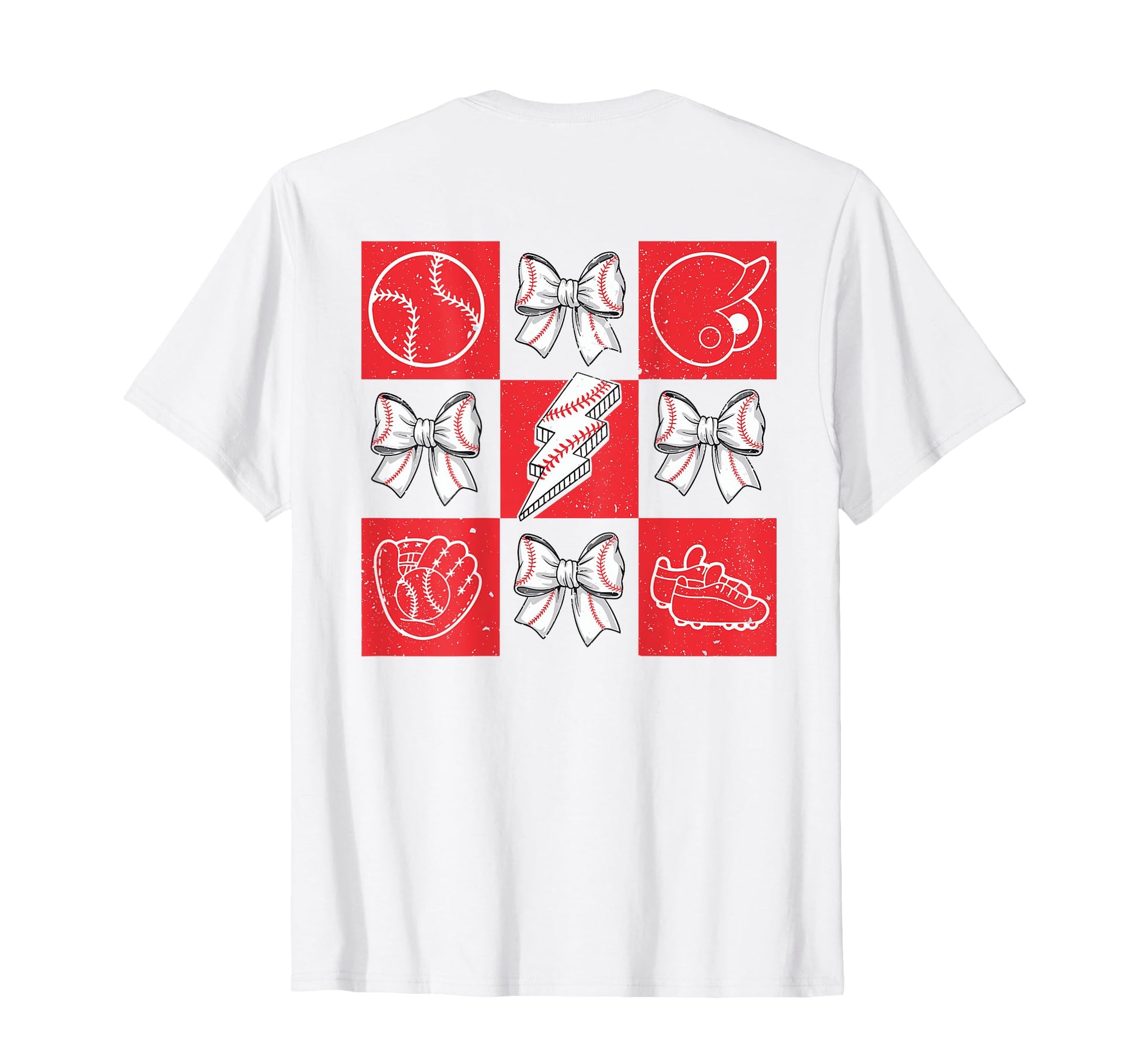 Checkered Baseball Coquette Game Day Bow T-Shirt - Graphic Print Men Women - T-Shirt, Sweatshirt, Hoodie
