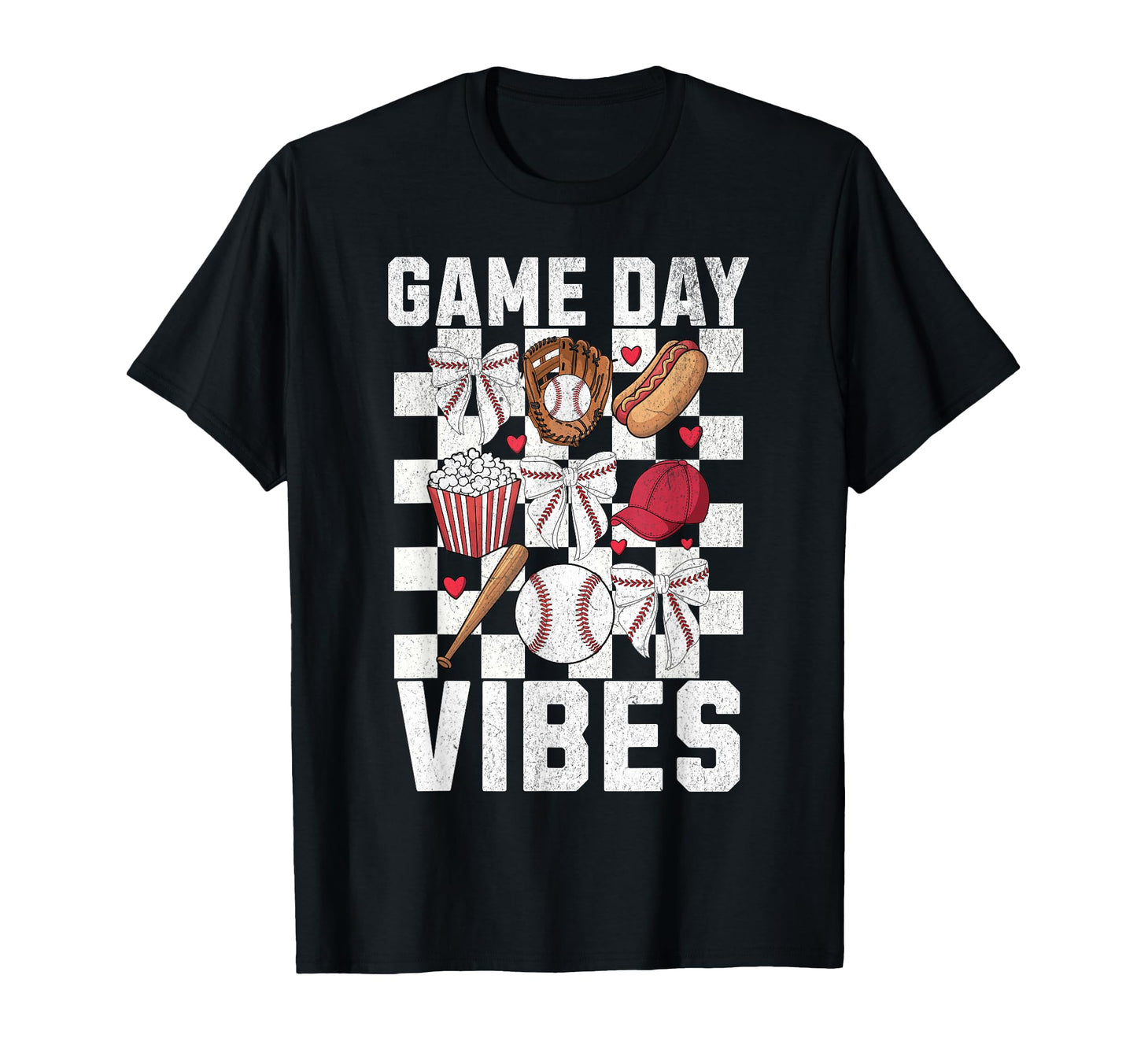 Game Day Vibes Coquette Bow Baseball T-Shirt - Minimalist Print for Adults - T-Shirt, Sweatshirt, Hoodie