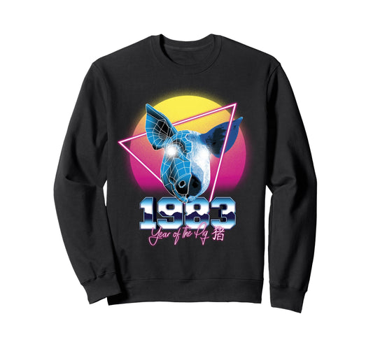 1983 Year Pig 80S Chinese Zodiac Sweatshirt - Minimalist Print for Adults - T-Shirt, Sweatshirt, Hoodie