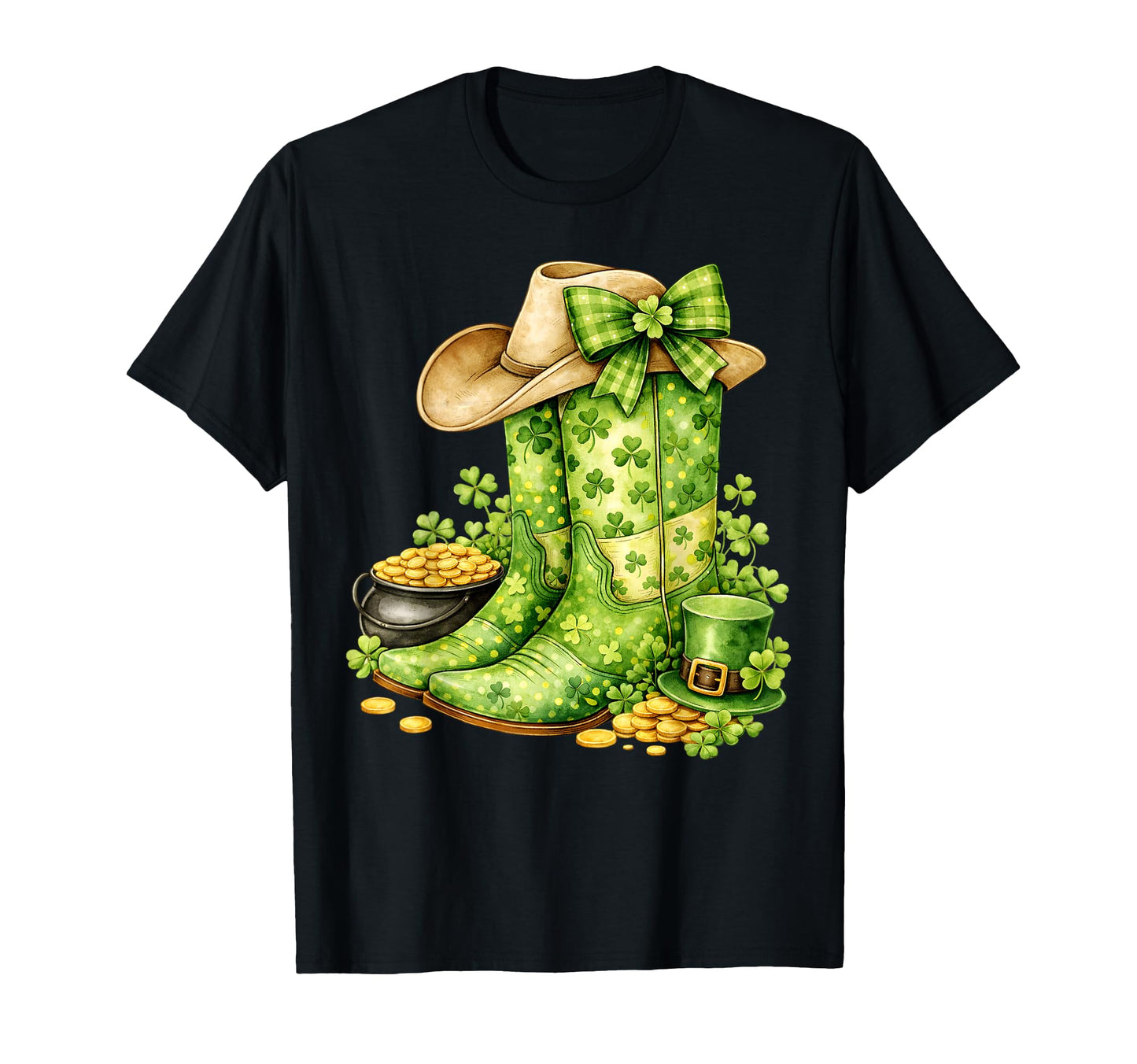 Western Cowboy Boots Cowgirl St Patricks T-Shirt - Trendy Graphic Unisex - T-Shirt, Sweatshirt, Hoodie
