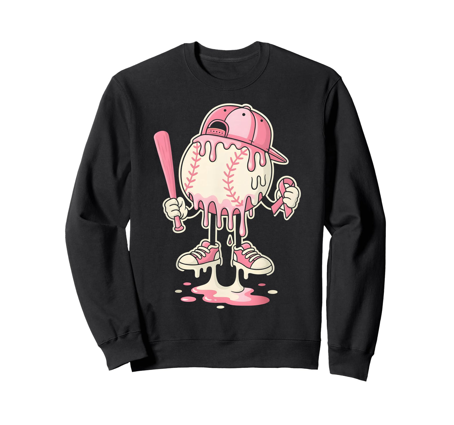 Baseball Drip Ice Cream Breast Sweatshirt - Unique Graphic Men Women - T-Shirt, Sweatshirt, Hoodie