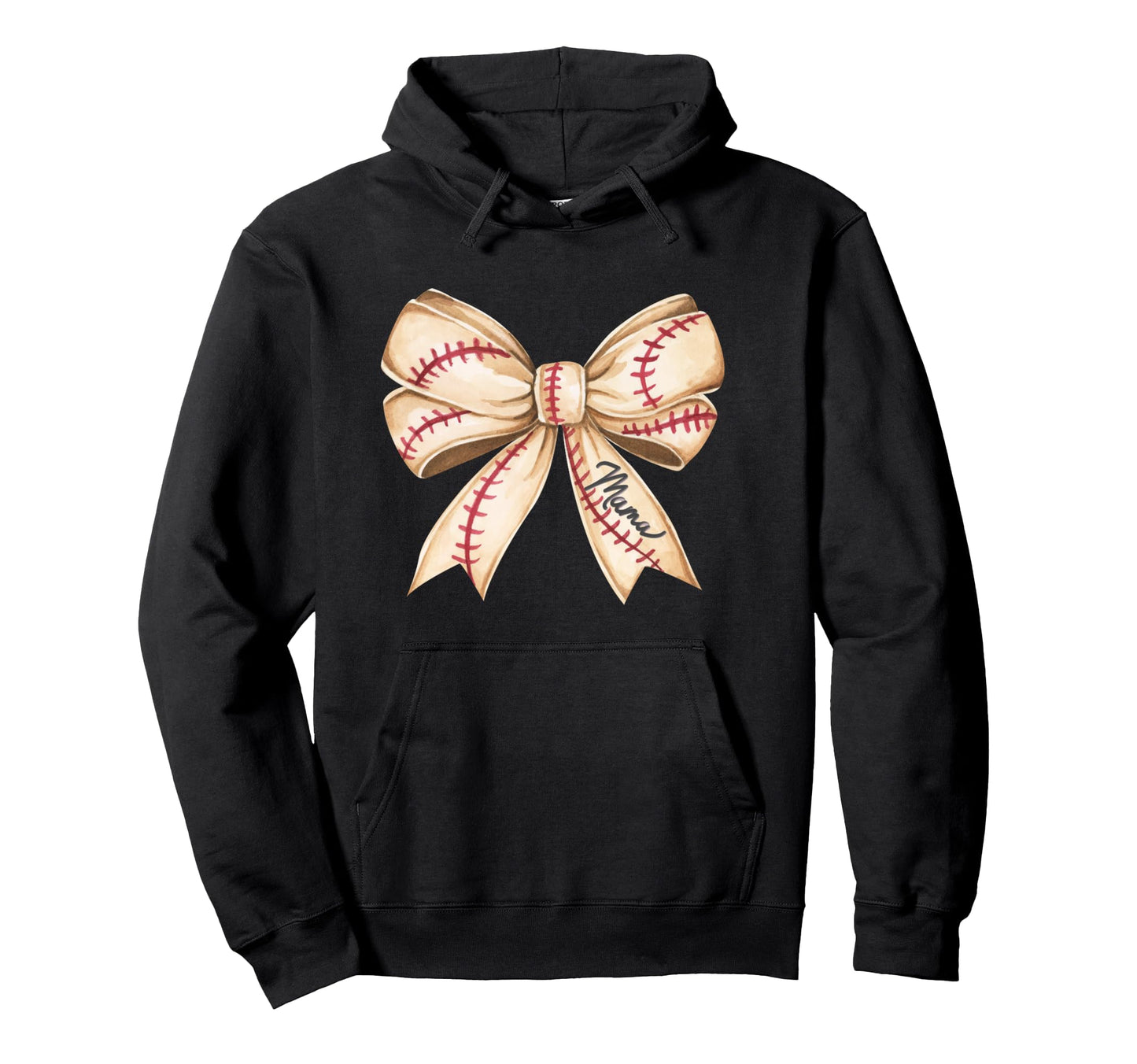 Baseball Mama Coquette Bow Red Brown Hoodie - Minimalist Print Men Women - T-Shirt, Sweatshirt, Hoodie