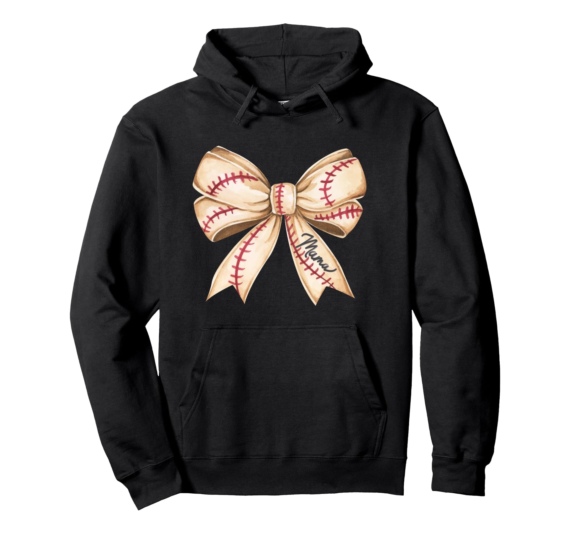 Baseball Mama Coquette Bow Red Brown Hoodie - Minimalist Print Men Women - T-Shirt, Sweatshirt, Hoodie