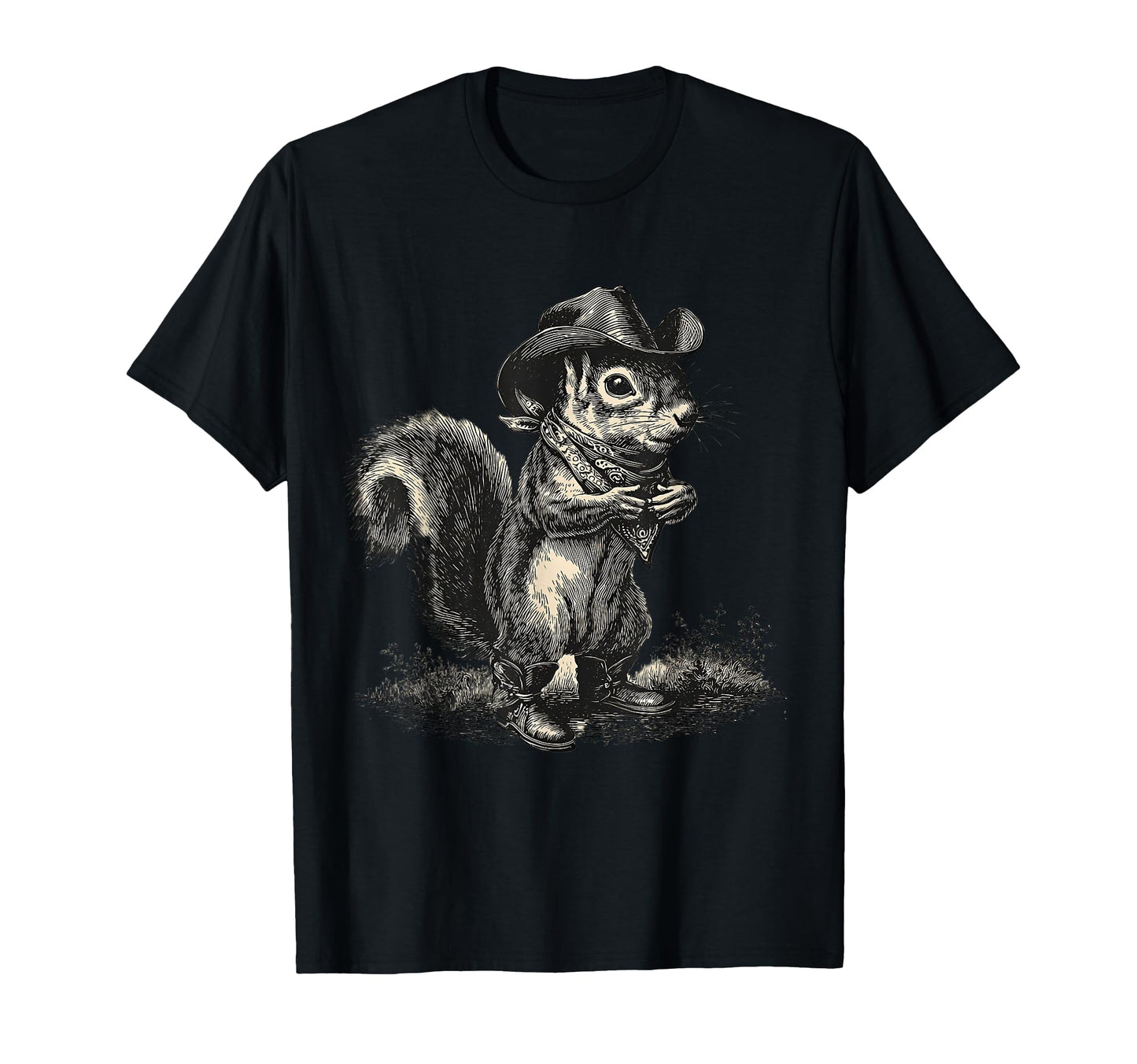 Squirrel Cowboy Rodeo Cowgirl Western T-Shirt - Unique Graphic Men Women - T-Shirt, Sweatshirt, Hoodie