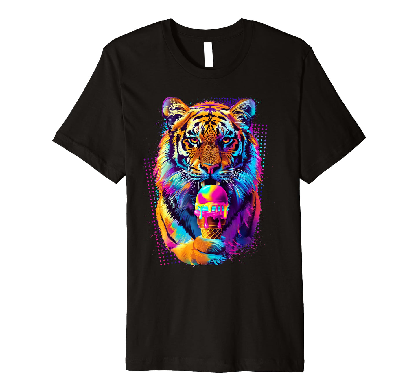 Fierce Tiger Ice Cream Cone 80S T-Shirt - Novelty Apparel for Adults - T-Shirt, Sweatshirt, Hoodie