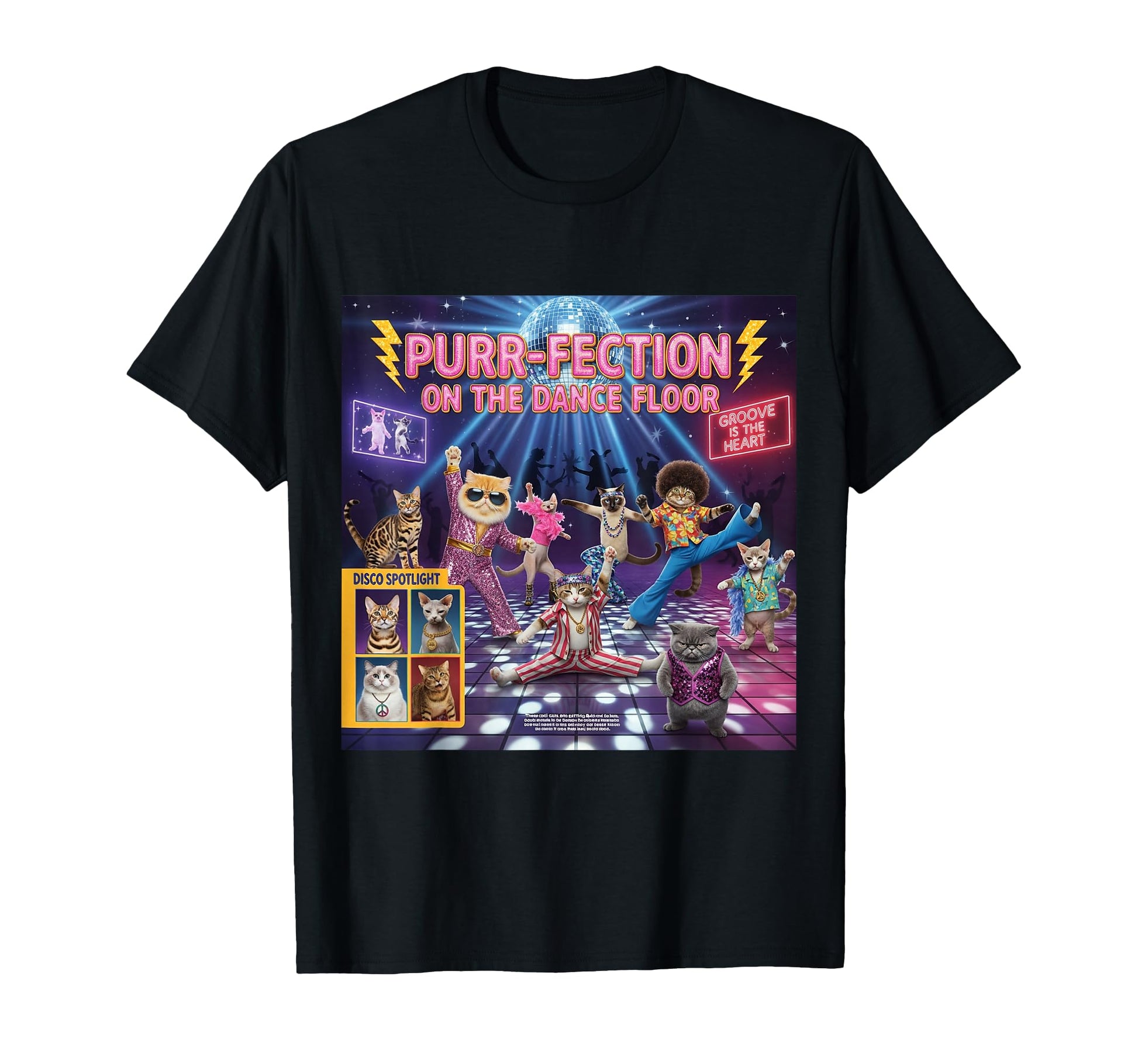 Cats Disco Fever Groovy 70S Dance T-Shirt - Trendy Graphic for Adults - T-Shirt, Sweatshirt, Hoodie