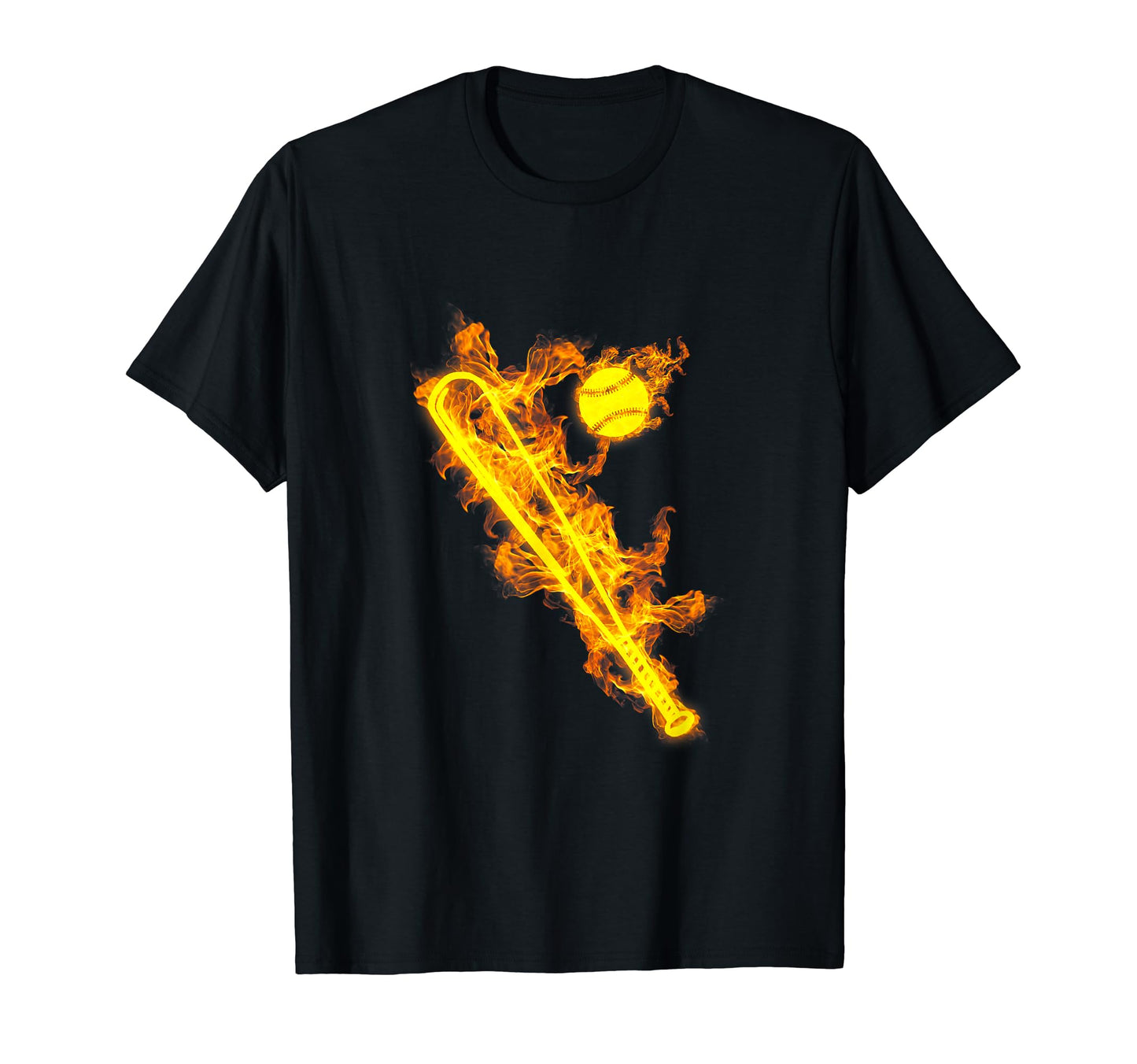 Fire Baseball Bat And Ball Flaming T-Shirt - Unique Graphic Unisex - T-Shirt, Sweatshirt, Hoodie