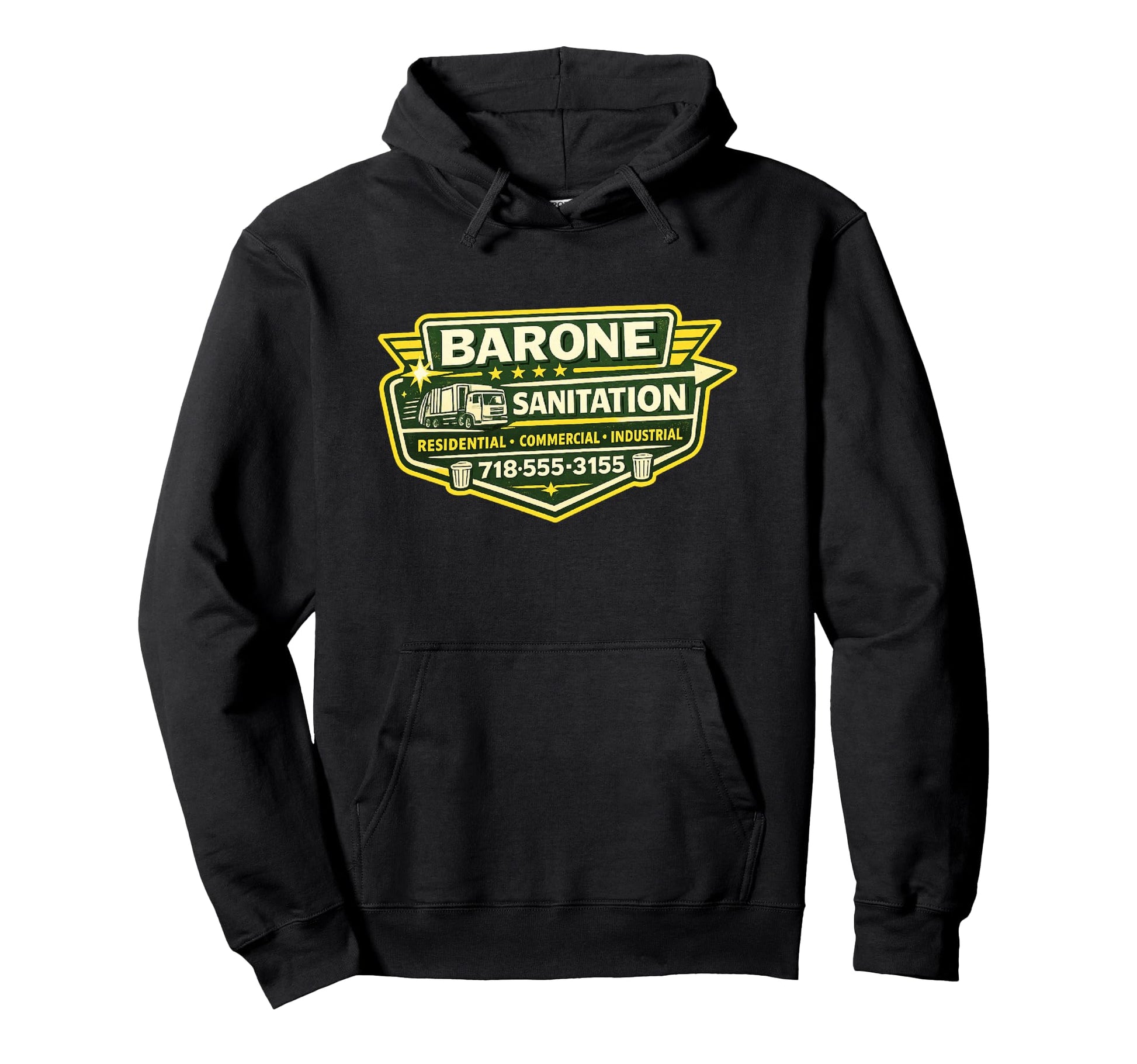 Sanitation Company Badge Garbage Truck Hoodie - Trendy Graphic for Adults - T-Shirt, Sweatshirt, Hoodie