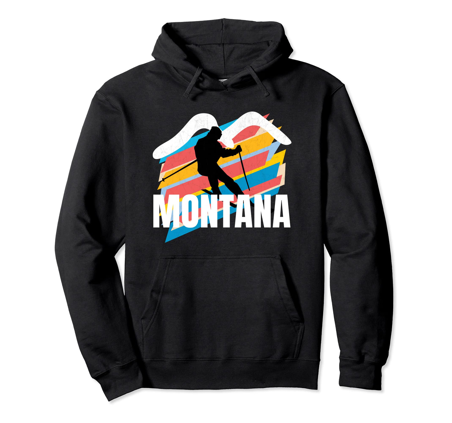 Ski Montana Skier Poles Montana Striped Hoodie - Novelty Apparel Unisex - T-Shirt, Sweatshirt, Hoodie
