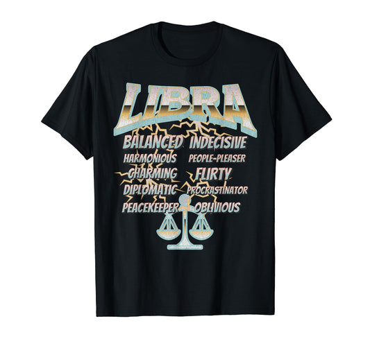 90S Rock Libra Zodiac Birthday Traits T-Shirt - Graphic Print Unisex - T-Shirt, Sweatshirt, Hoodie
