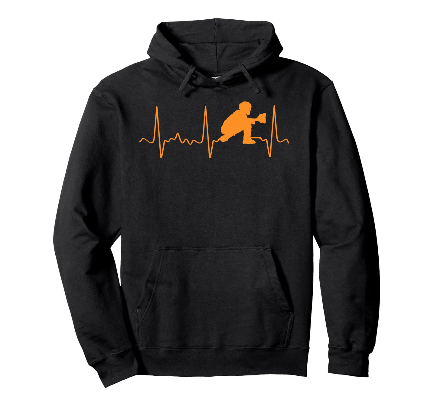 Orange Baseball Heartbeat Baseball Hoodie - Minimalist Print for Adults - T-Shirt, Sweatshirt, Hoodie
