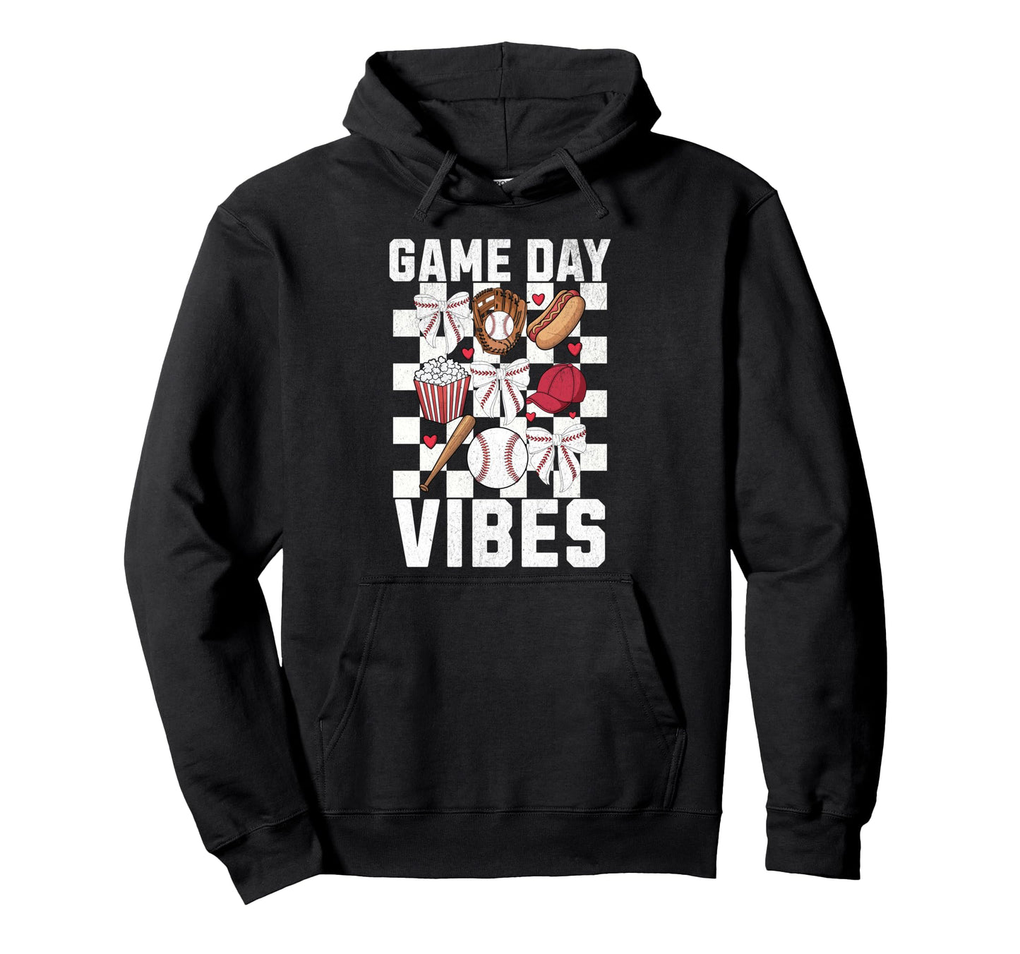 Game Day Vibes Coquette Bow Baseball Mom Hoodie - Graphic Print Unisex - T-Shirt, Sweatshirt, Hoodie