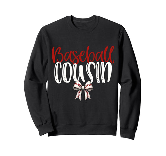 Baseball Cousin Coquette Bow Game Sweatshirt - Custom Art Print for Adults - T-Shirt, Sweatshirt, Hoodie