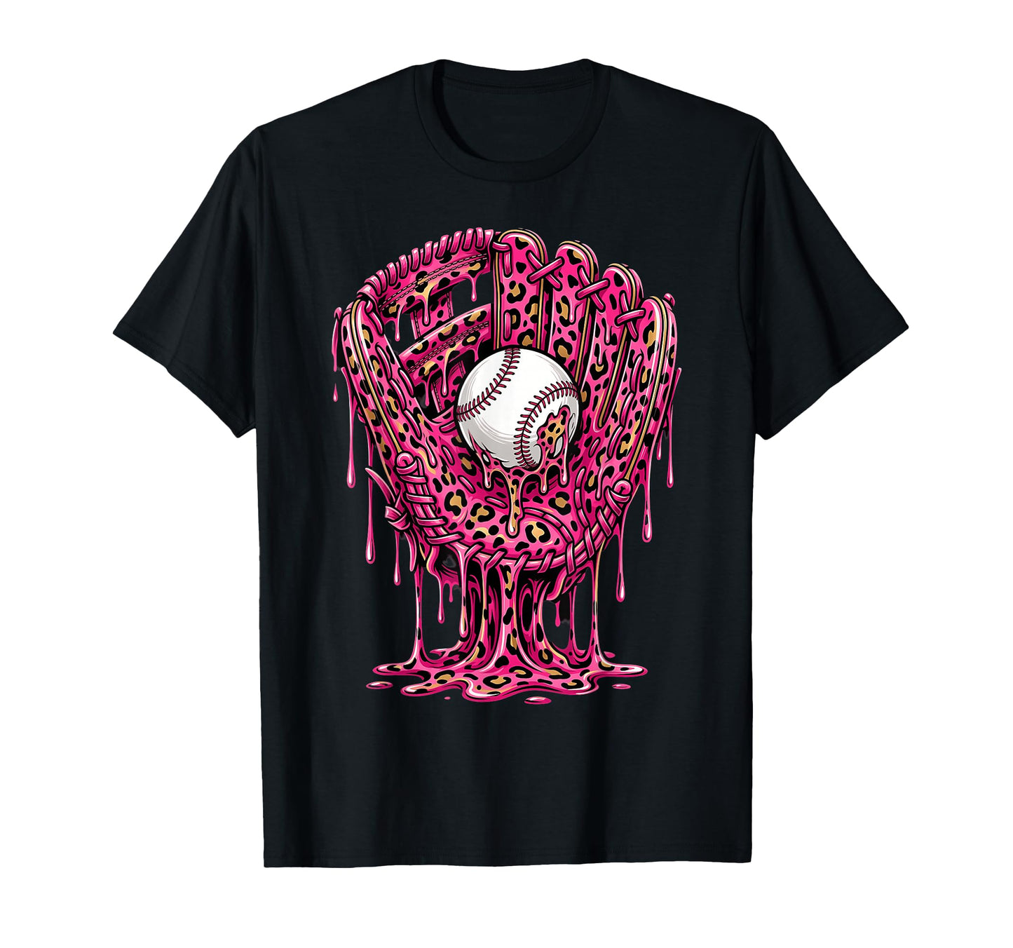 Drip Baseball Leopard Pattern T-Shirt - Fun Novelty Design for Adults - T-Shirt, Sweatshirt, Hoodie