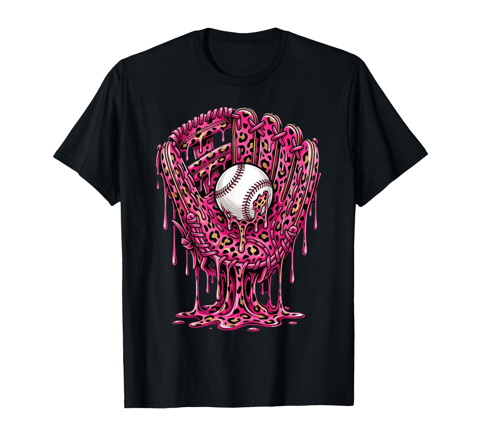 Drip Baseball Leopard Pattern T-Shirt - Fun Novelty Design for Adults - T-Shirt, Sweatshirt, Hoodie