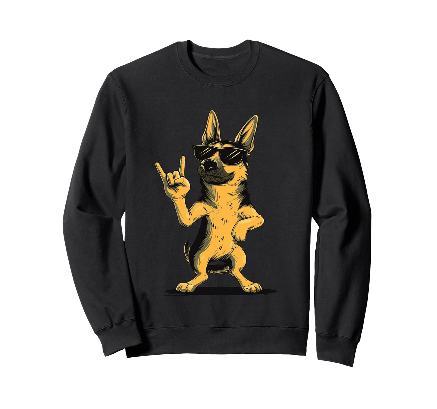 German Shepherd Rock Hand Sign Sweatshirt - Minimalist Print Men Women - T-Shirt, Sweatshirt, Hoodie