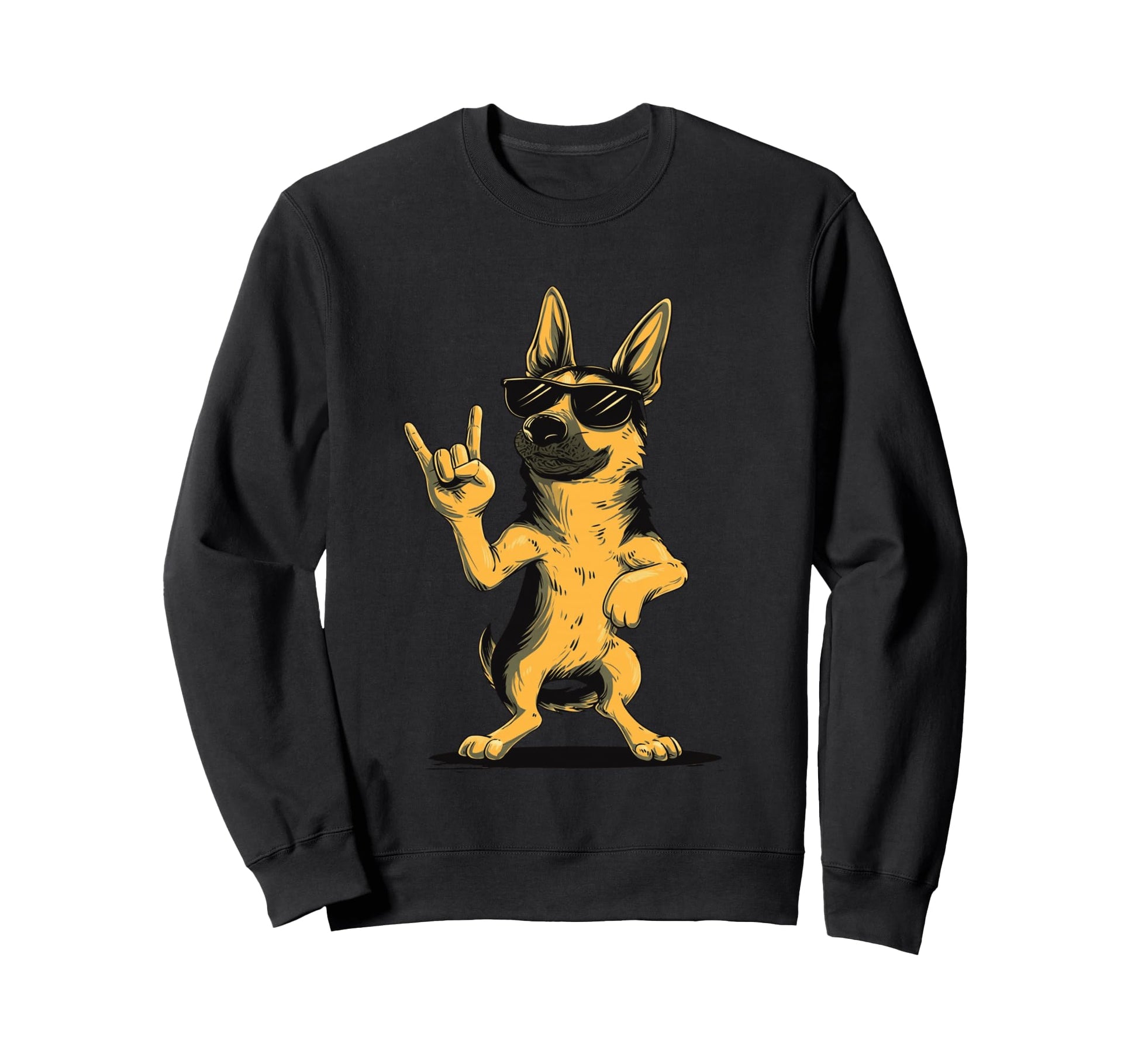 German Shepherd Rock Hand Sign Sweatshirt - Minimalist Print Men Women - T-Shirt, Sweatshirt, Hoodie