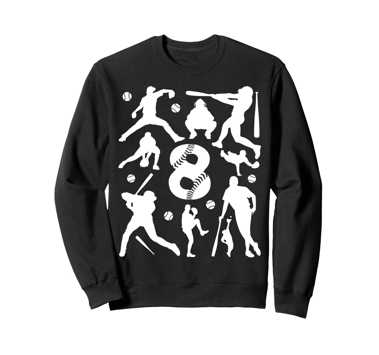 Number 8 Years Baseball 8Th Birthday Sweatshirt - Fun Novelty Design Unisex - T-Shirt, Sweatshirt, Hoodie