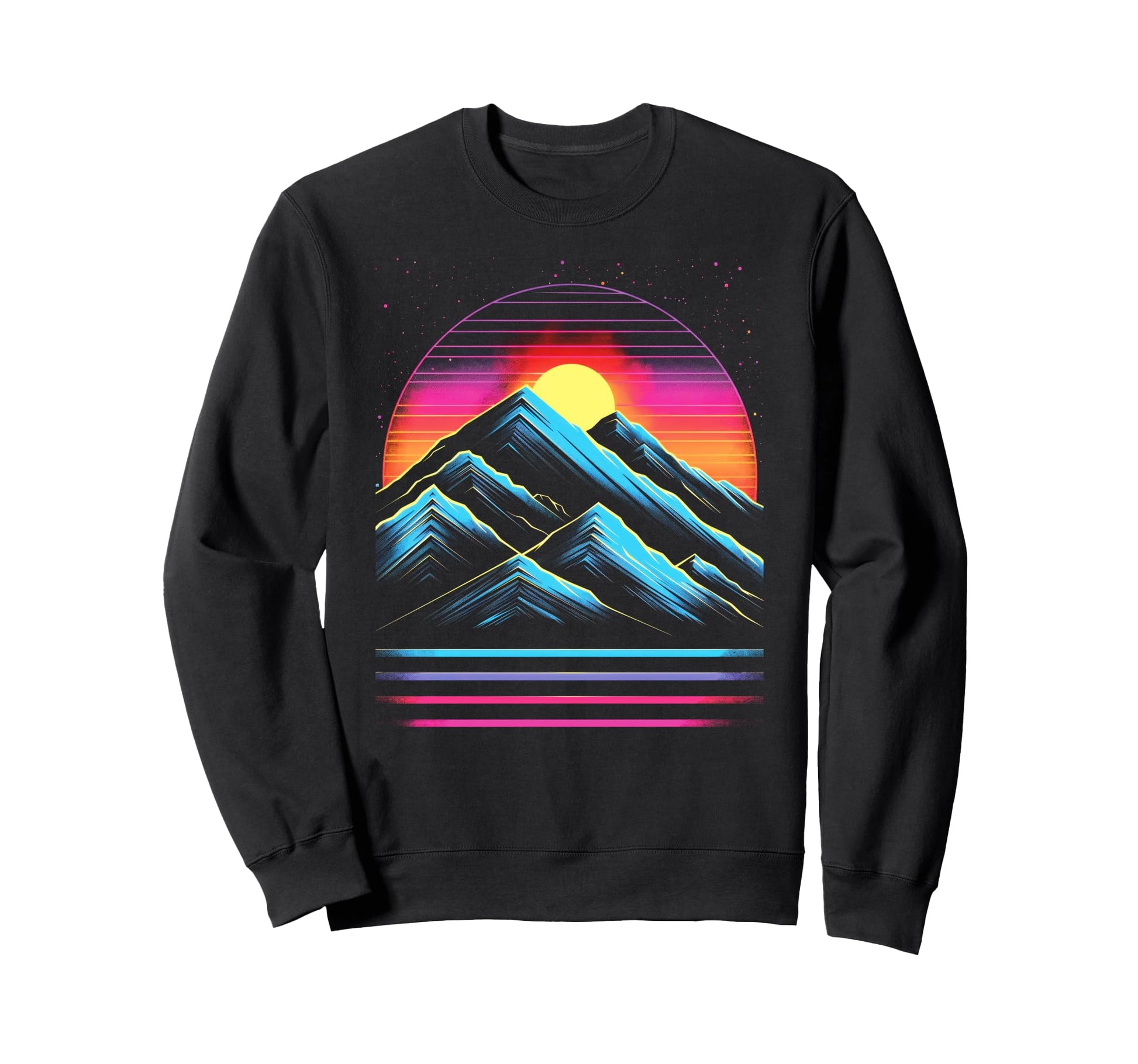 Mountains 80S Vaporwave Sunset Sweatshirt - Trendy Graphic Unisex - T-Shirt, Sweatshirt, Hoodie