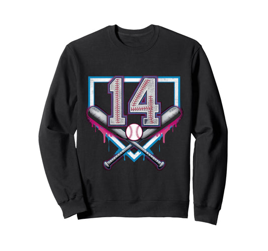 14Th Birthday Baseball Home Ice Sweatshirt - Minimalist Print Men Women - T-Shirt, Sweatshirt, Hoodie