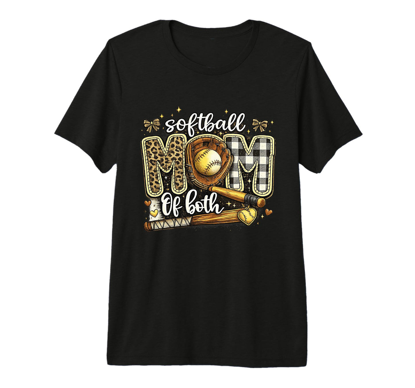 Softball Mom Both Leopard Softball T-Shirt - Custom Art Print Unisex - T-Shirt, Sweatshirt, Hoodie