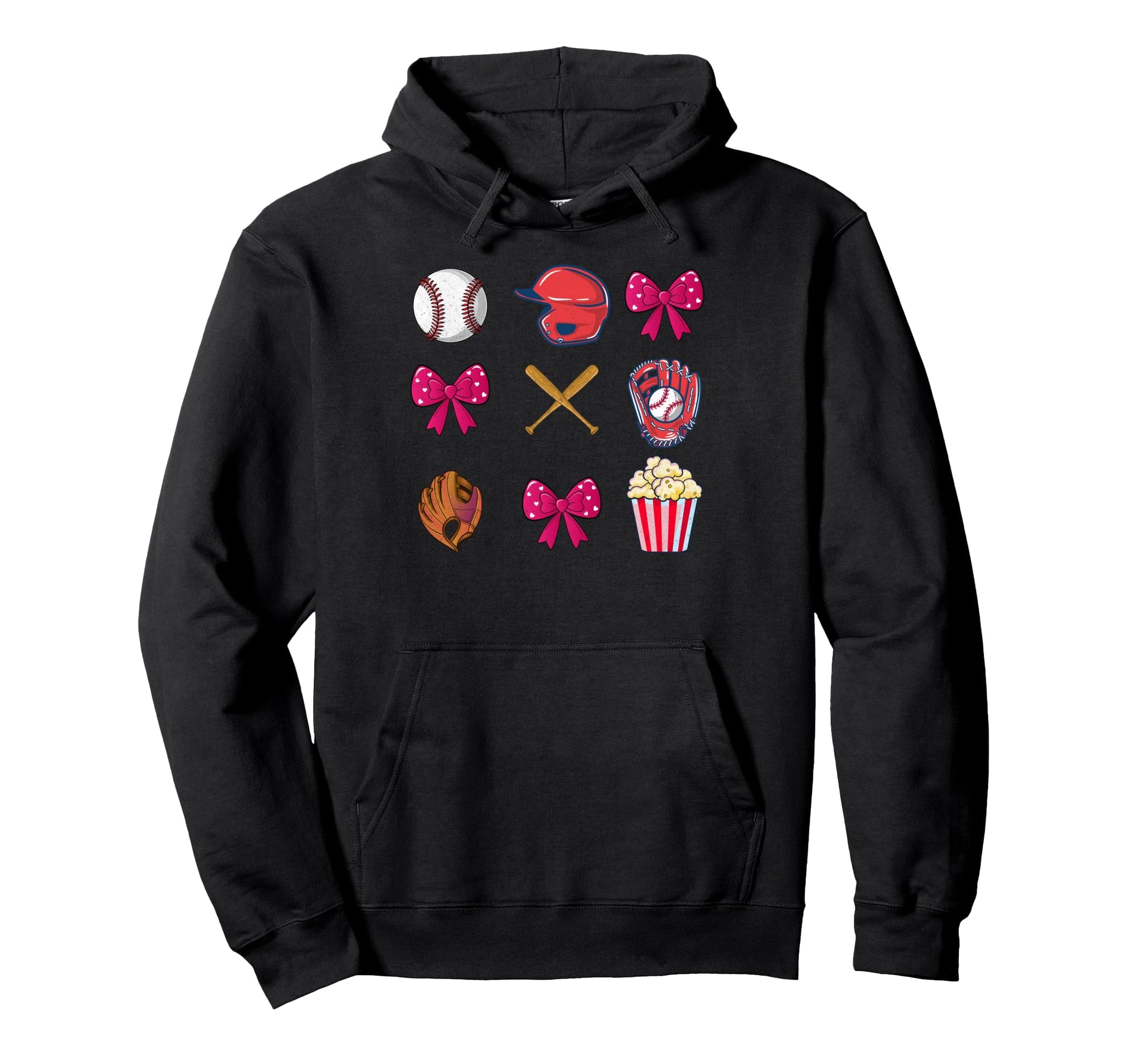 Baseball Mom Mama Mothers Day Coquette Bow Hoodie - Graphic Print Men Women - T-Shirt, Sweatshirt, Hoodie