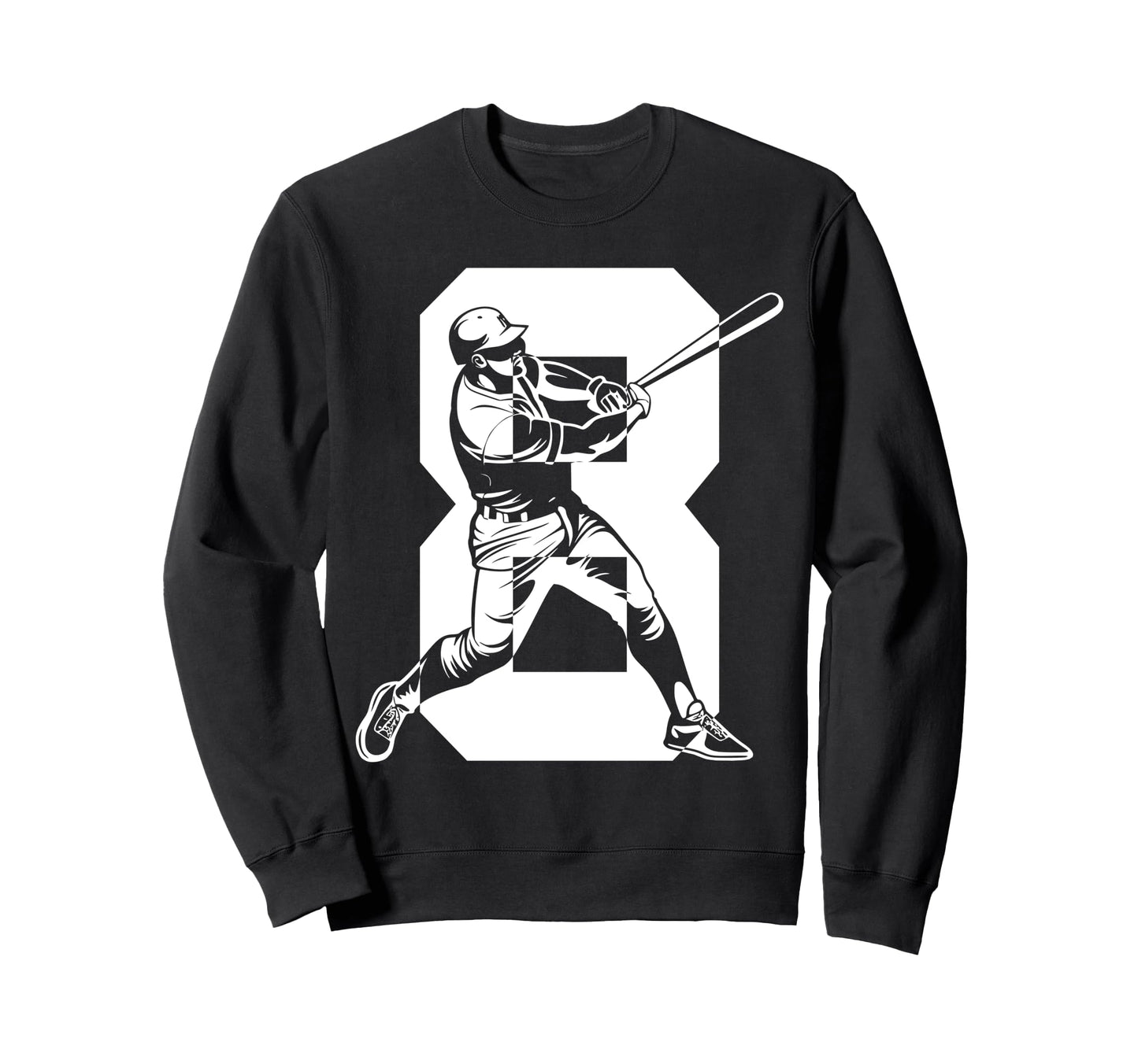 Number 8 Years Baseball 8Th Sweatshirt - Custom Art Print for Adults - T-Shirt, Sweatshirt, Hoodie