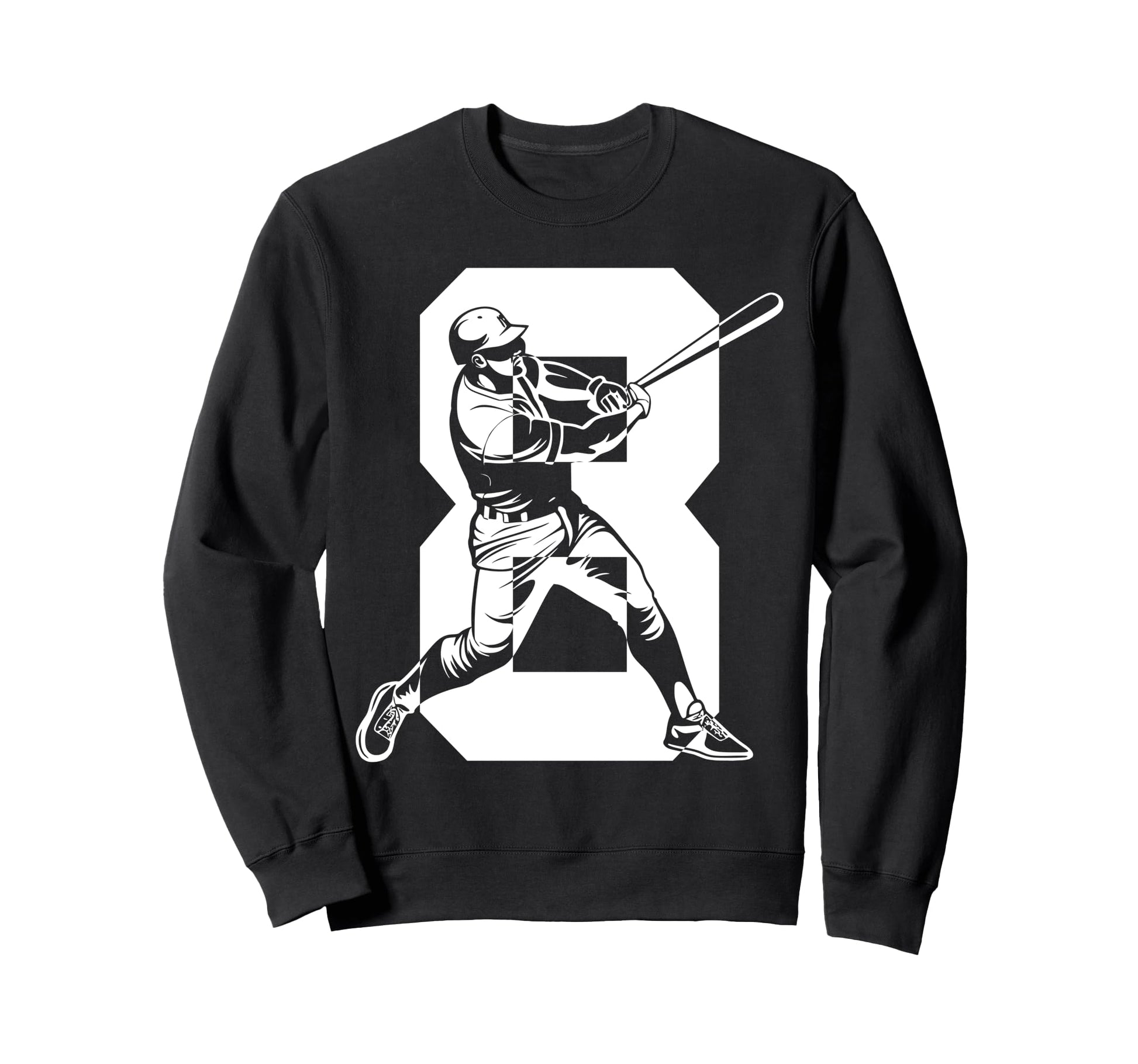 Number 8 Years Baseball 8Th Sweatshirt - Custom Art Print for Adults - T-Shirt, Sweatshirt, Hoodie