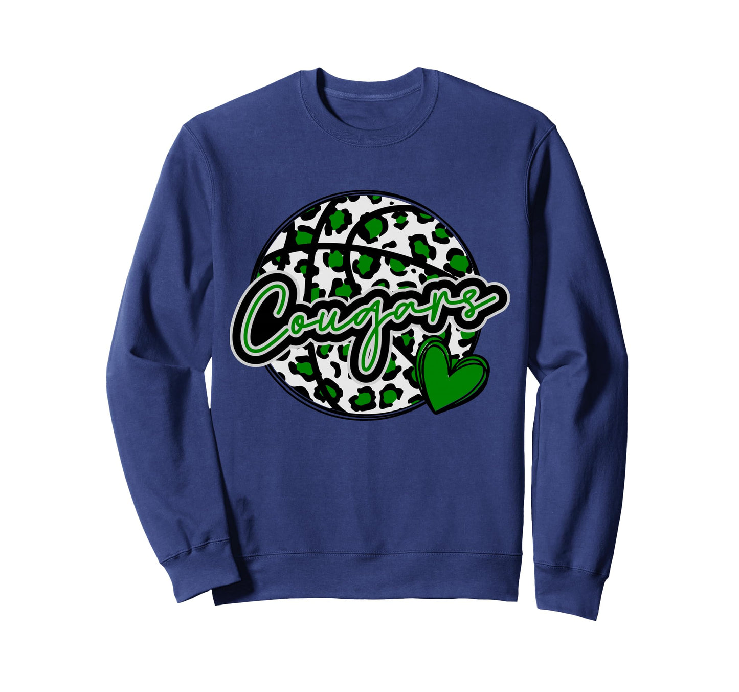 Leopard Cheetah Basketball Cougars Sweatshirt - Trendy Graphic Unisex - T-Shirt, Sweatshirt, Hoodie
