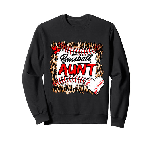 Baseball Aunt Leopard Game Day Sweatshirt - Aesthetic Graphic for Adults - T-Shirt, Sweatshirt, Hoodie