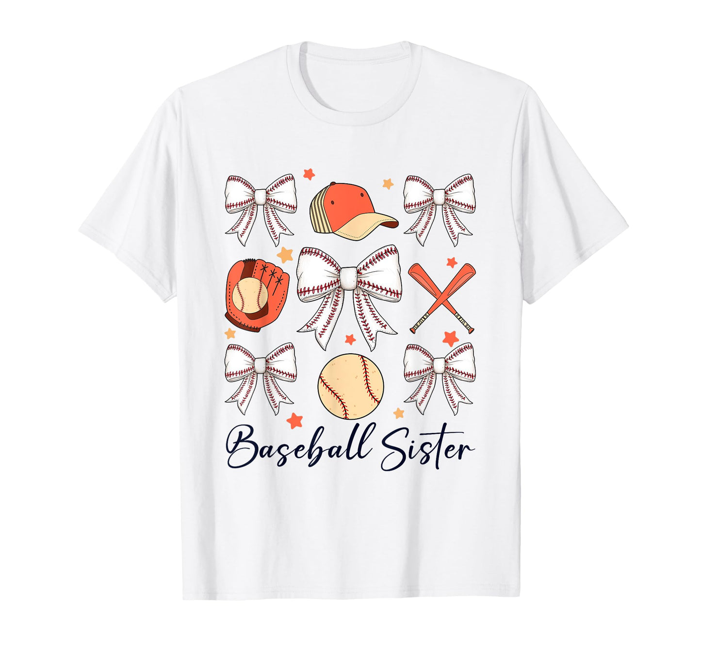 Baseball Sister Coquette Bow Cheer T-Shirt - Graphic Print for Adults - T-Shirt, Sweatshirt, Hoodie