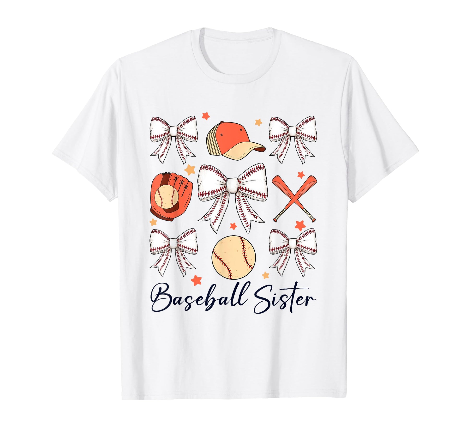 Baseball Sister Coquette Bow Cheer T-Shirt - Graphic Print for Adults - T-Shirt, Sweatshirt, Hoodie