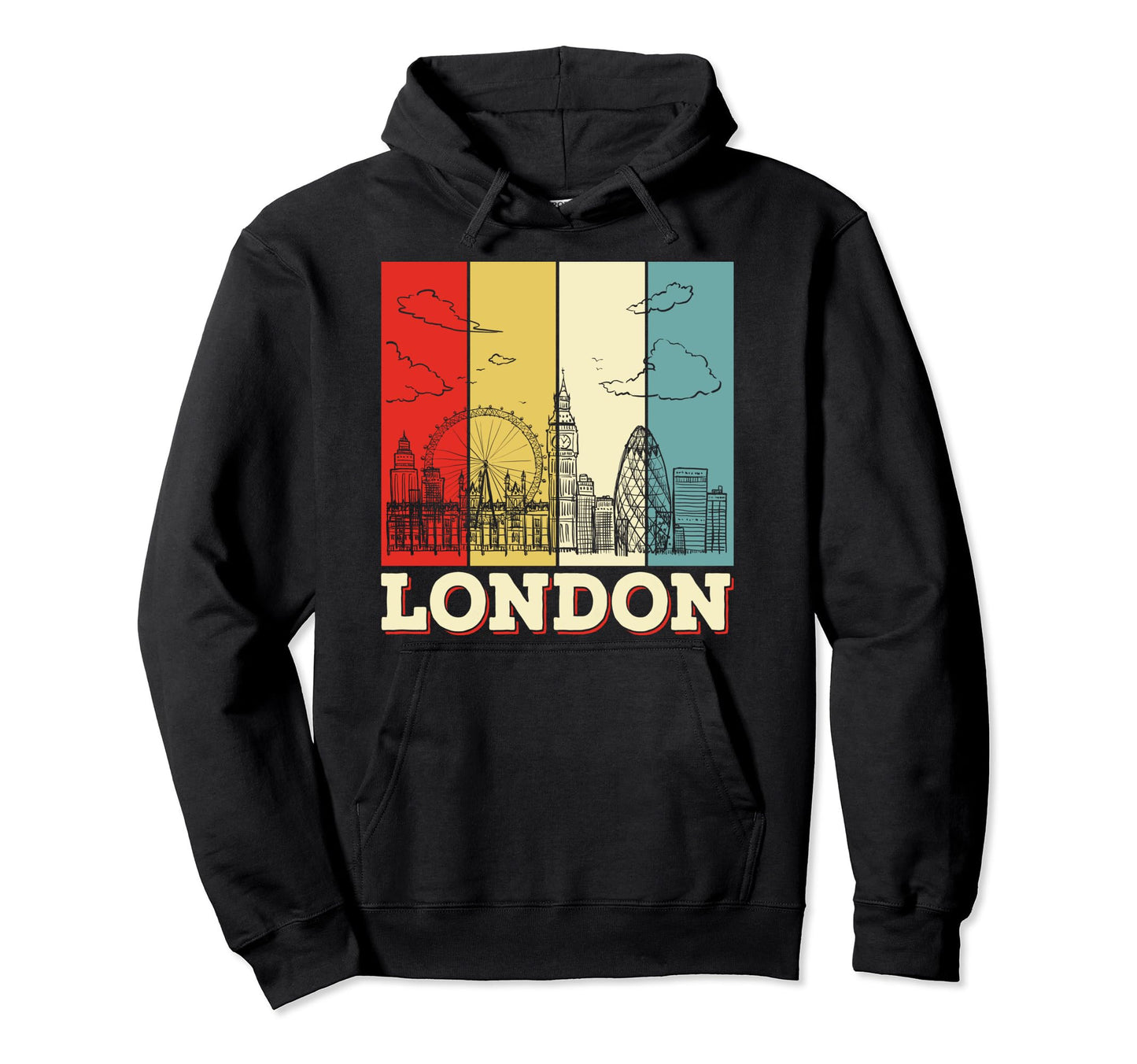 London Souvenir Stripes London Hoodie - Fun Novelty Design for Adults - T-Shirt, Sweatshirt, Hoodie