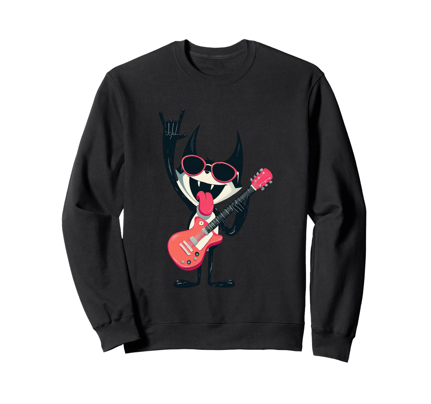 Cat Rock Music Guitarist Sweatshirt - Casual Everyday Wear Unisex - T-Shirt, Sweatshirt, Hoodie