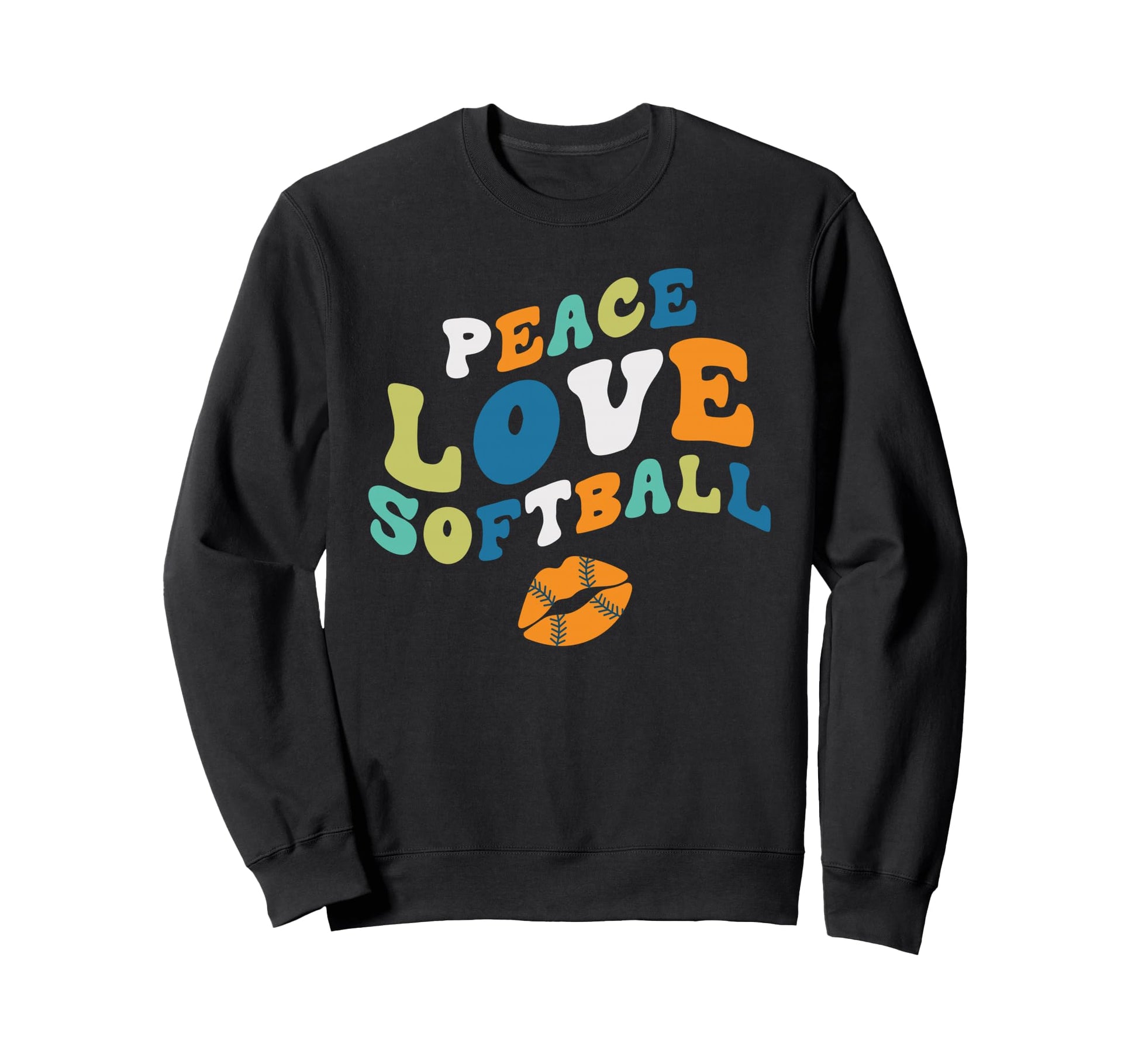 Peace Love Softball Sweatshirt - Unique Graphic Unisex - T-Shirt, Sweatshirt, Hoodie