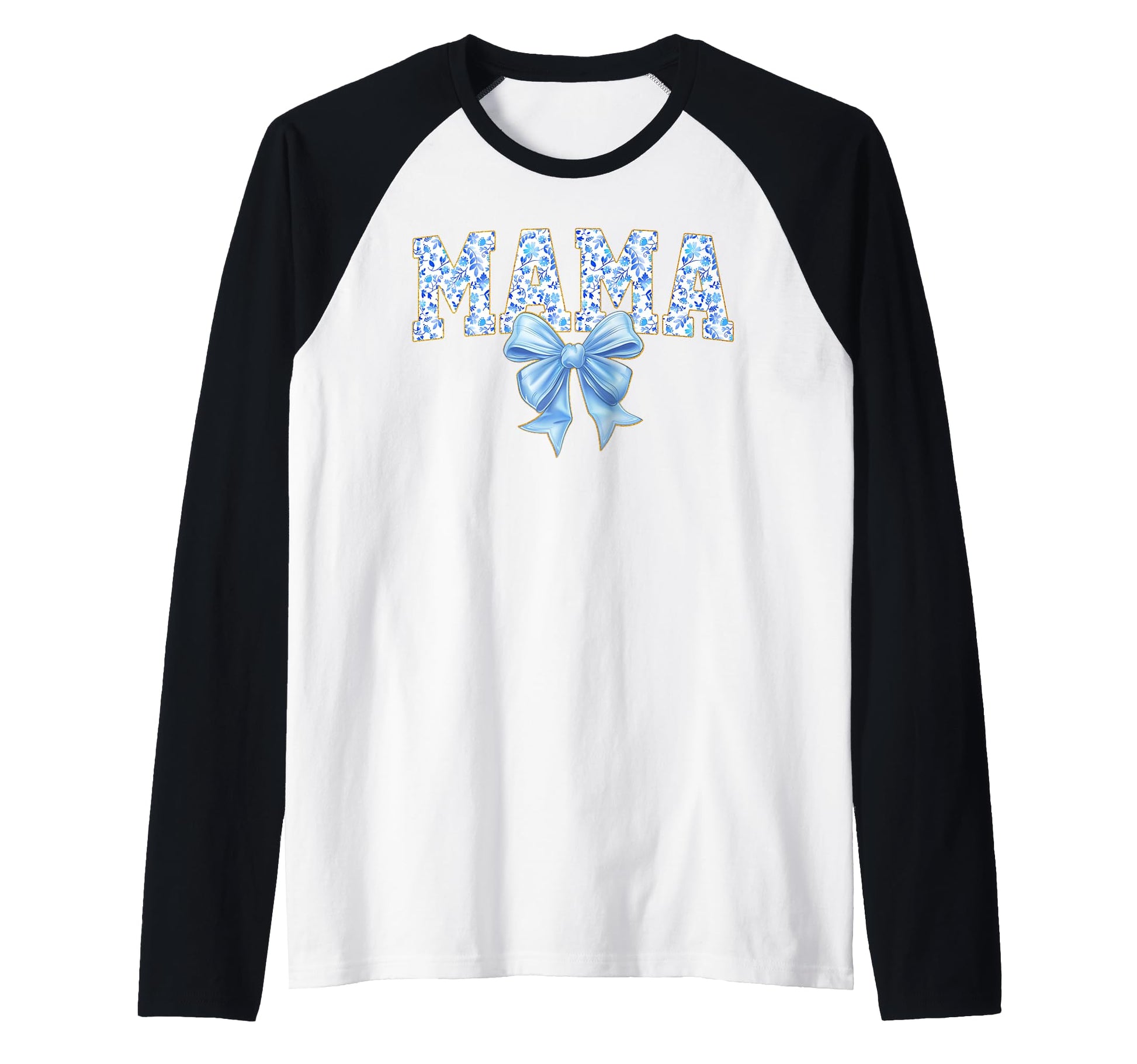 Mama Blue Bow Mom Mother Gift Ribbon Sweatshirt - Unique Graphic Unisex - T-Shirt, Sweatshirt, Hoodie