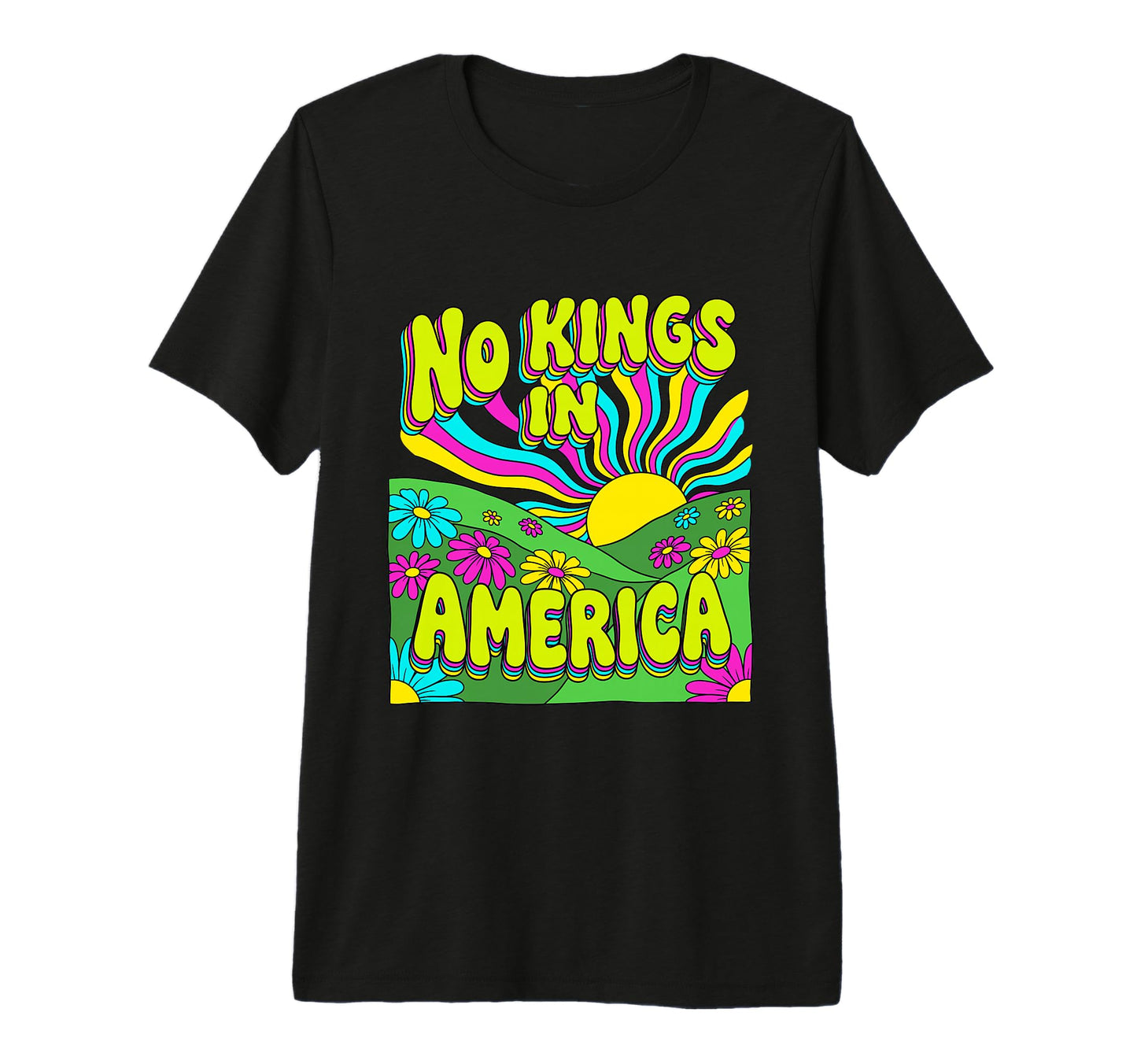 No Kings America Psychedelic 60S T-Shirt - Fun Novelty Design for Adults - T-Shirt, Sweatshirt, Hoodie