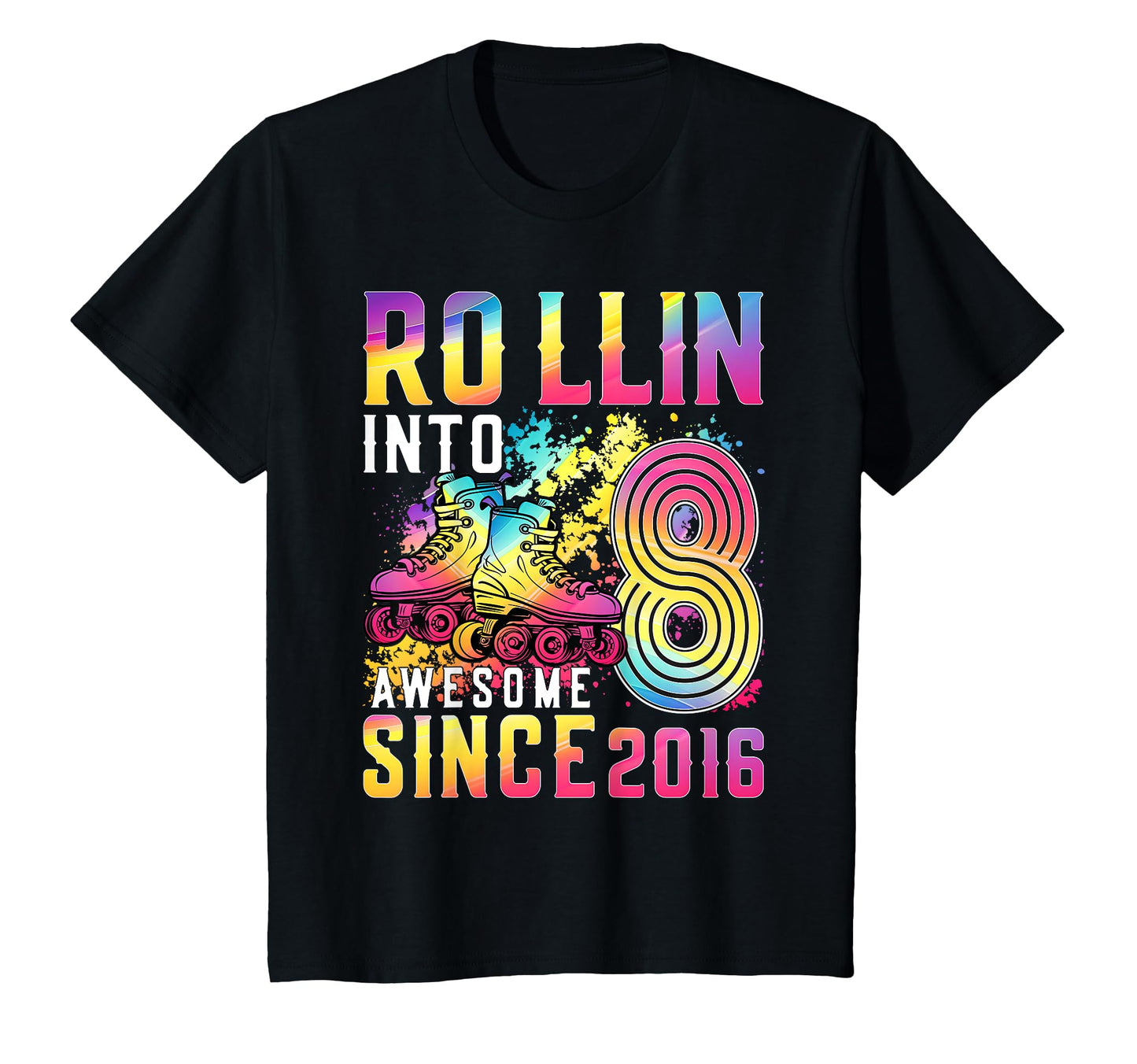 Roller Skating 8Th Birthday Rollin T-Shirt - Trendy Graphic for Adults - T-Shirt, Sweatshirt, Hoodie