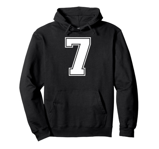 7 Number Seven Team Sports Varsity Hoodie - Aesthetic Graphic for Adults - T-Shirt, Sweatshirt, Hoodie
